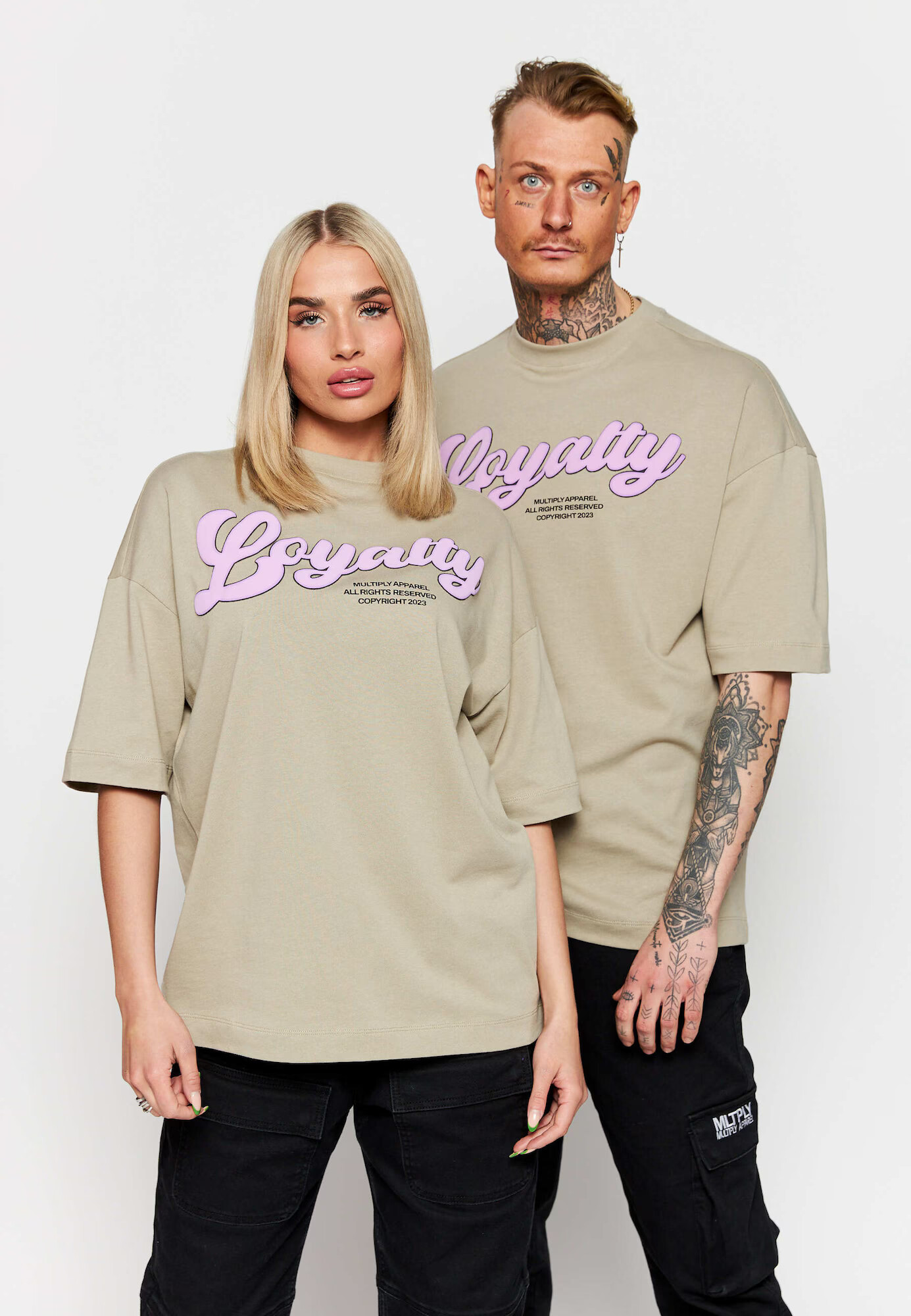 Multiply Apparel Majica 'Loyalty Puff' rjava / roza / črna - Pepit.si