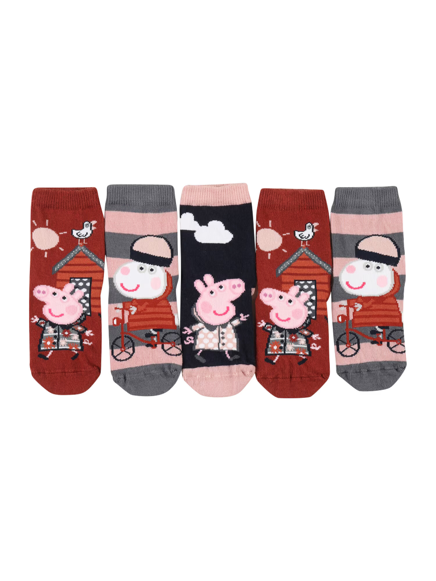 NAME IT Socken 'Peppa Pig Sunri' temno rdeča / svetlo roza / mornarska / srebrno-siva / bela - Pepit.si