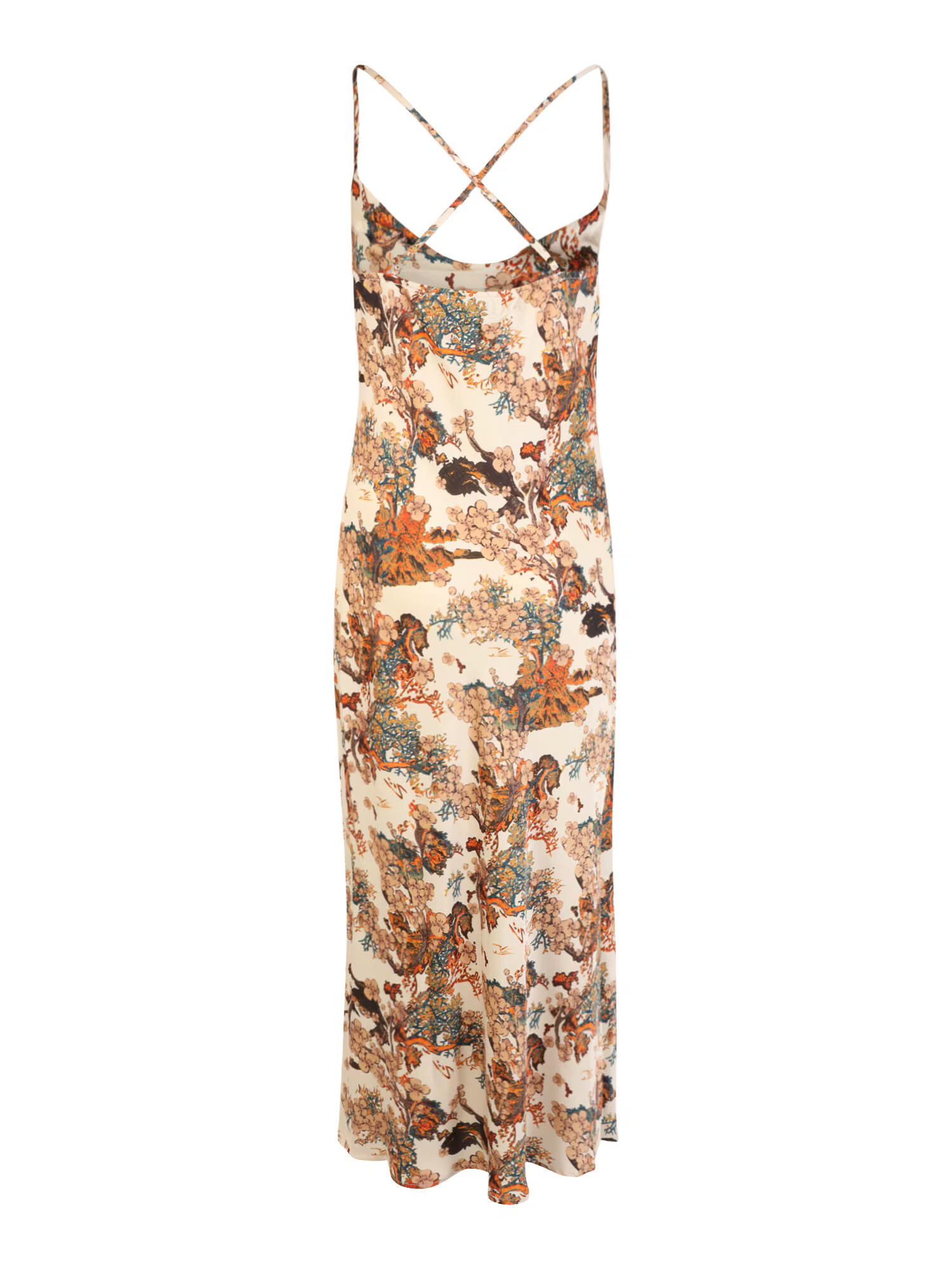 Nasty Gal Petite Obleka '(Ay) Petite Satin Floral Cowl Maxi Slip Dress' slonovina / mešane barve - Pepit.si