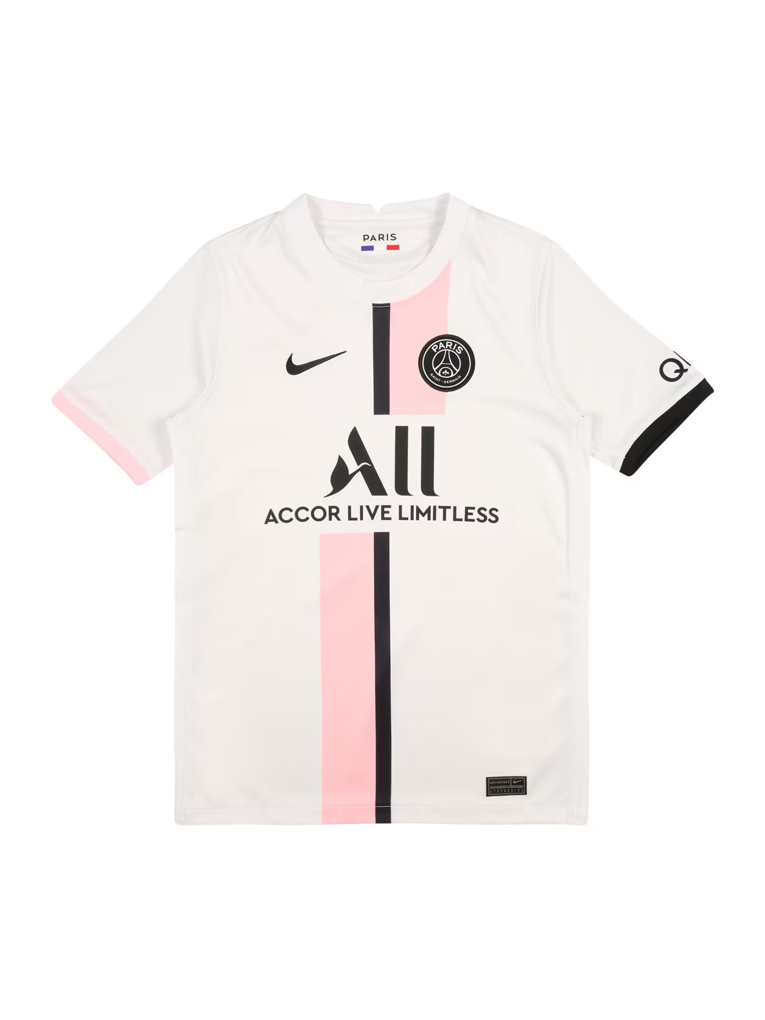 NIKE Funkcionalna majica 'Paris Saint-Germain 2021/22 Stadium Away' bela / črna / svetlo roza - Pepit.si