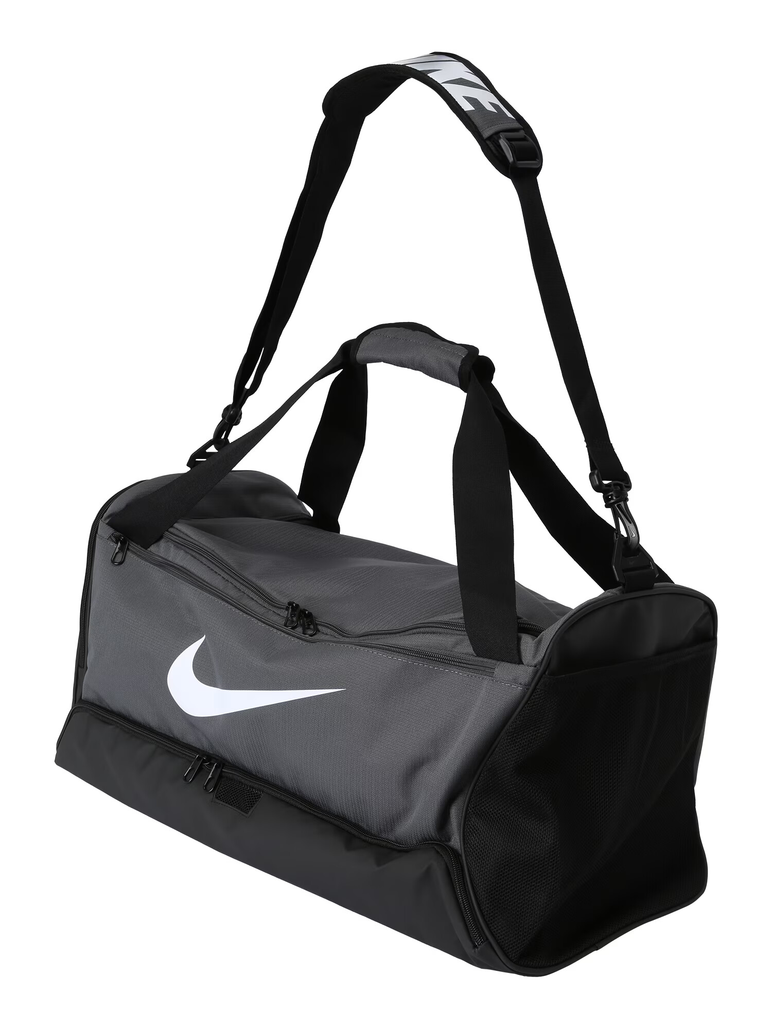 NIKE Športna torba 'Brasilia 9.5' siva / črna / bela - Pepit.si