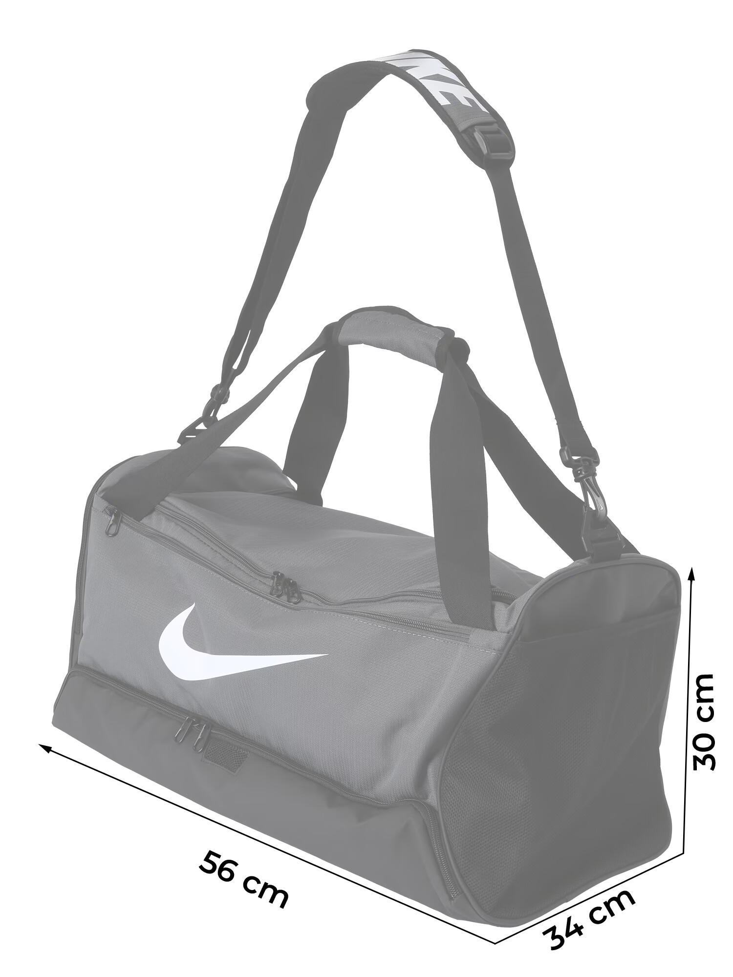 NIKE Športna torba 'Brasilia 9.5' siva / črna / bela - Pepit.si