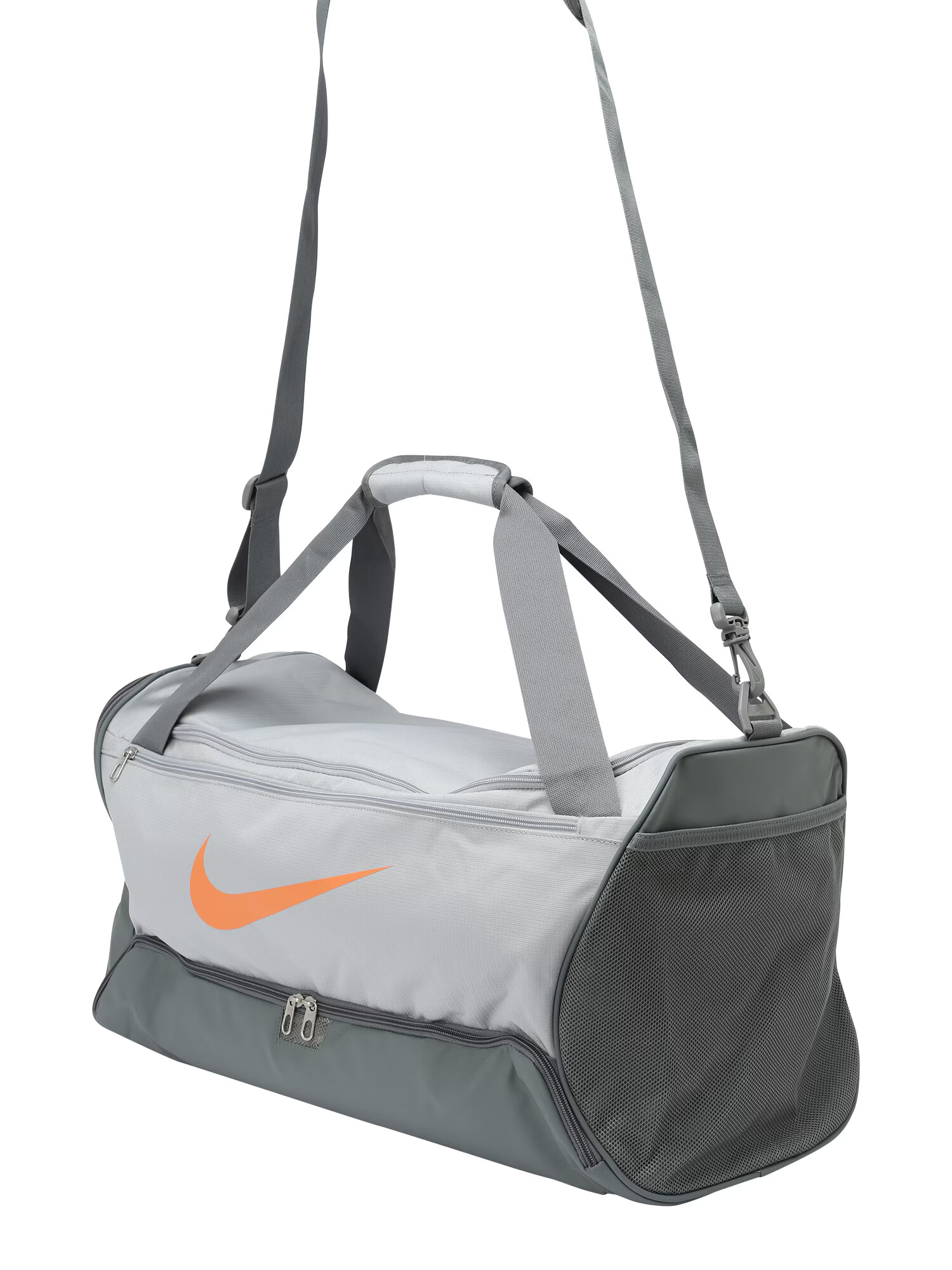 NIKE Športna torba 'Brasilia 9.5' siva / svetlo siva / oranžna - Pepit.si