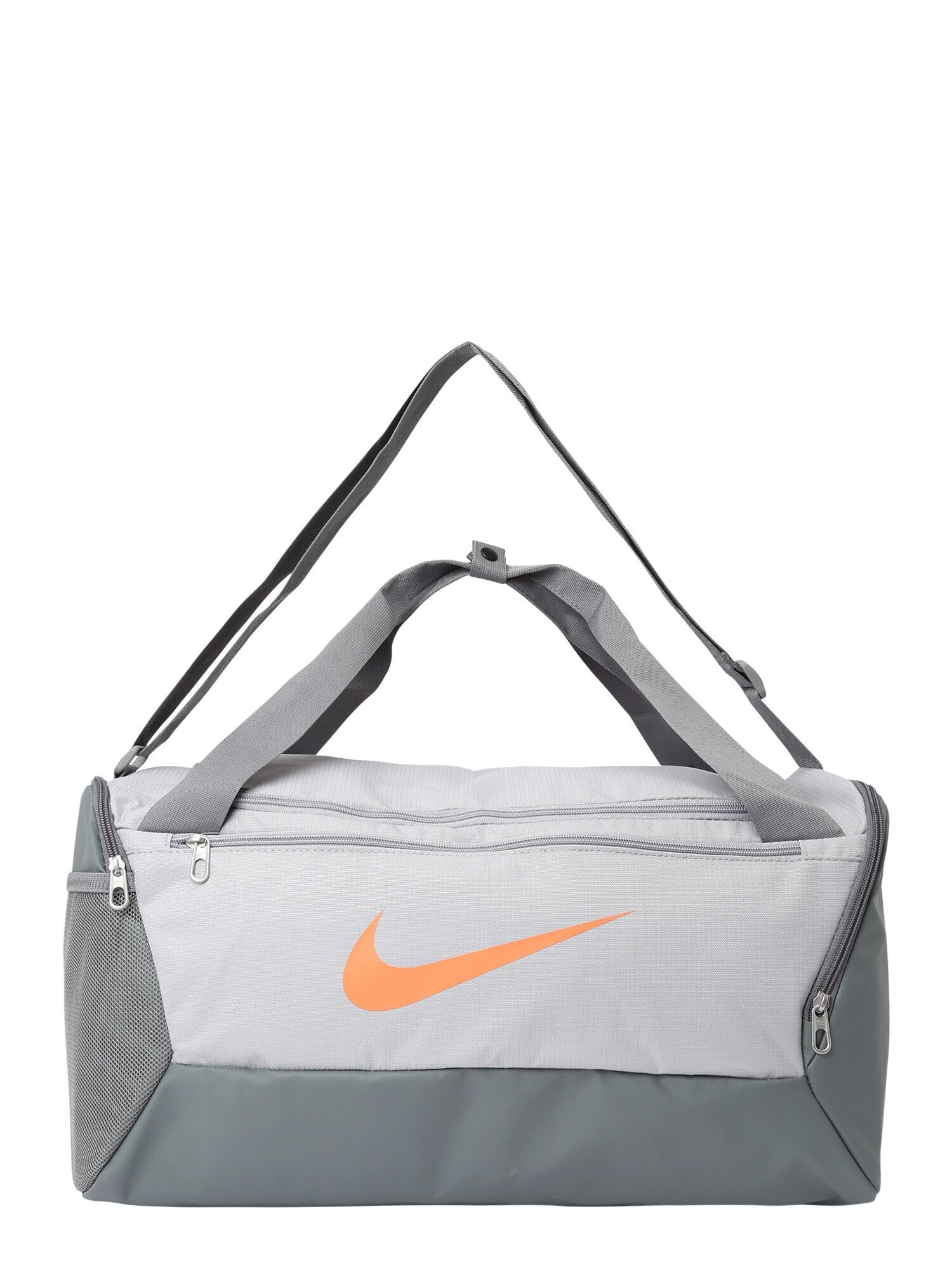 NIKE Športna torba 'Brasilia 9.5' srebrno-siva / svetlo siva / oranžna - Pepit.si