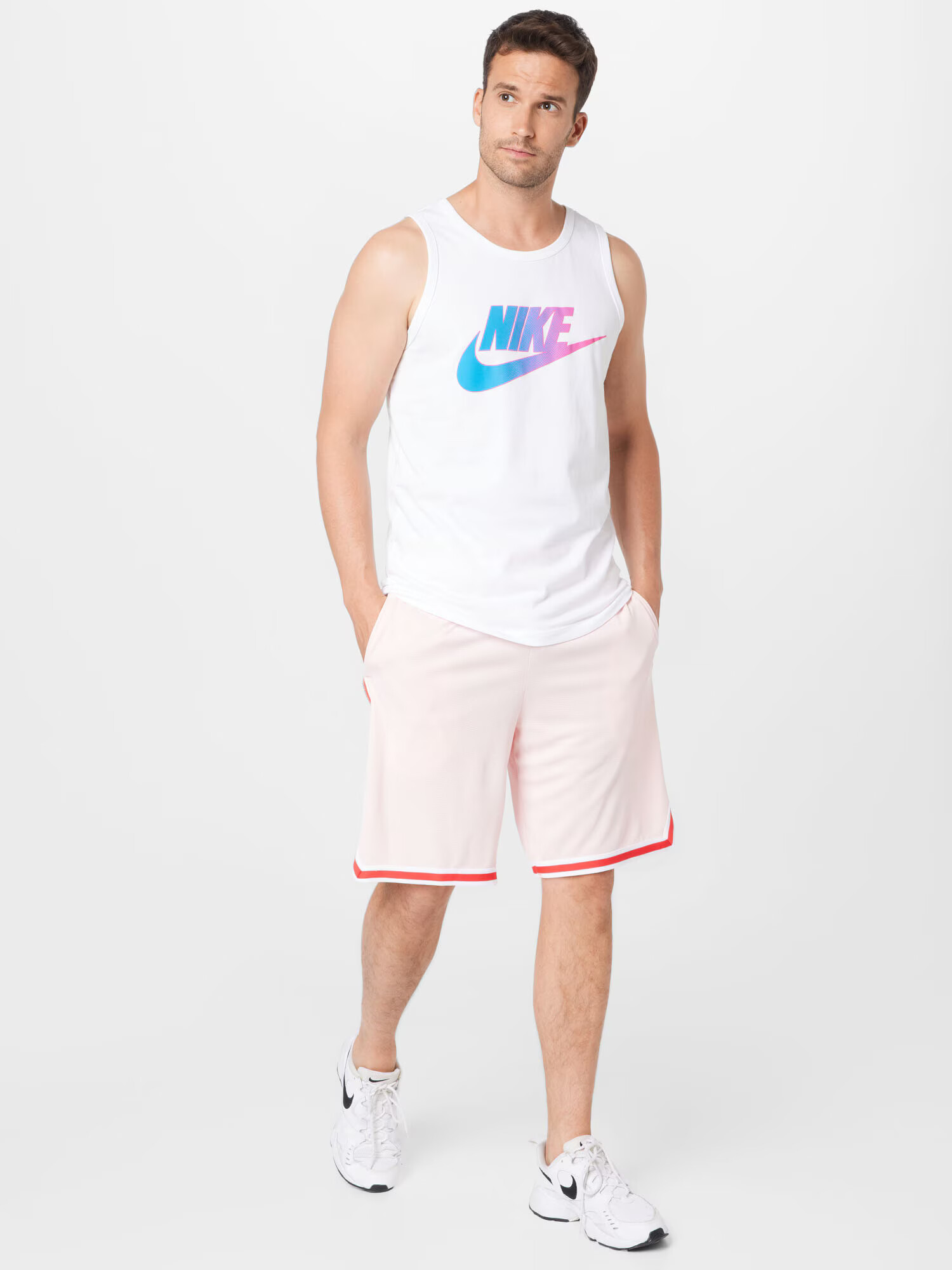 NIKE Športne hlače pastelno roza / rdeča / bela - Pepit.si