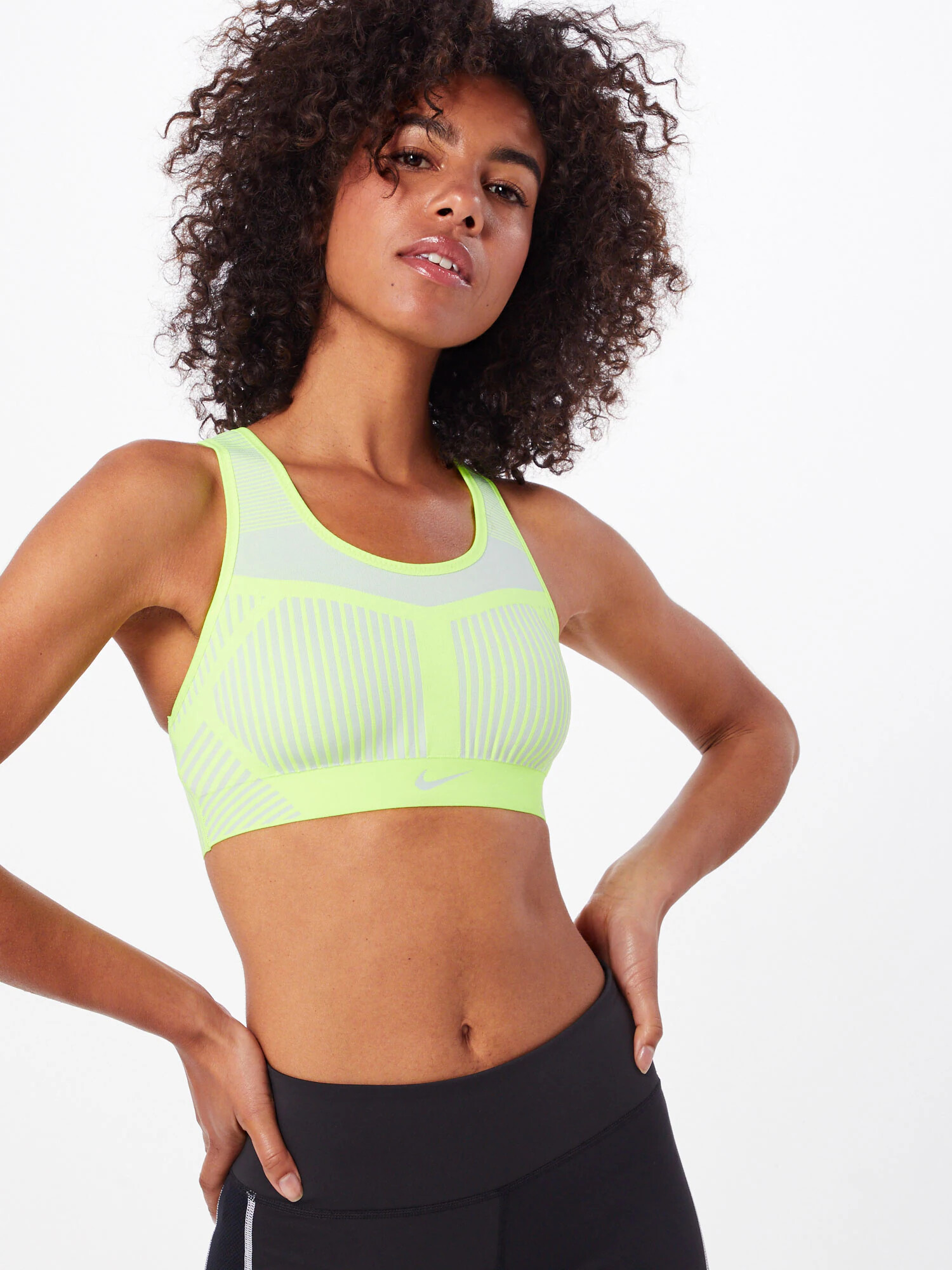 NIKE Športni nederček 'FE/NOM Flyknit High Support Sports Bra' rumena / bela - Pepit.si