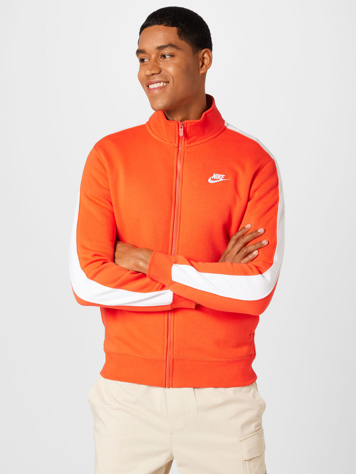 Nike Sportswear Jopa na zadrgo oranžno rdeča / bela - Pepit.si