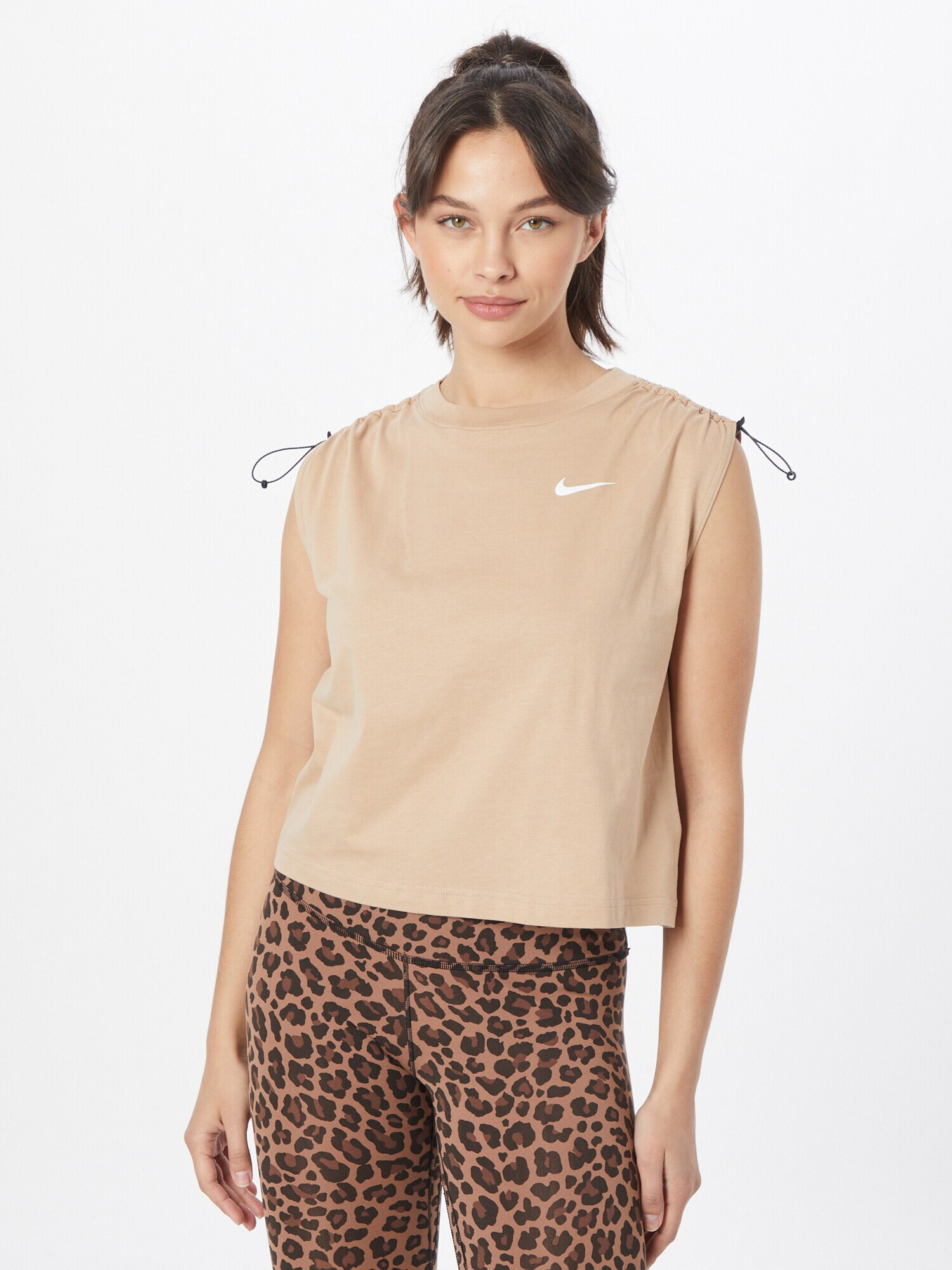 Nike Sportswear Top svetlo bež / bela - Pepit.si