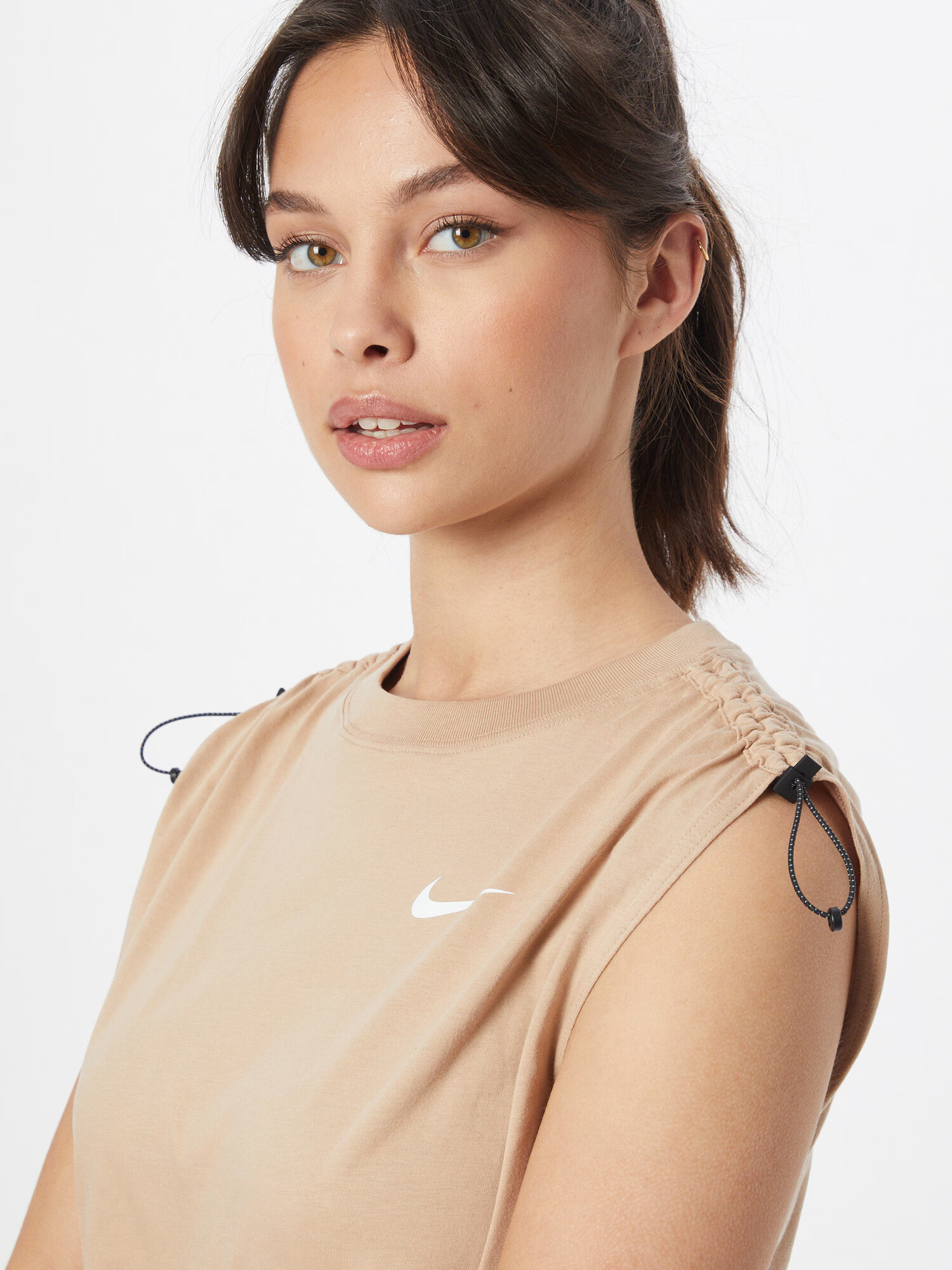 Nike Sportswear Top svetlo bež / bela - Pepit.si