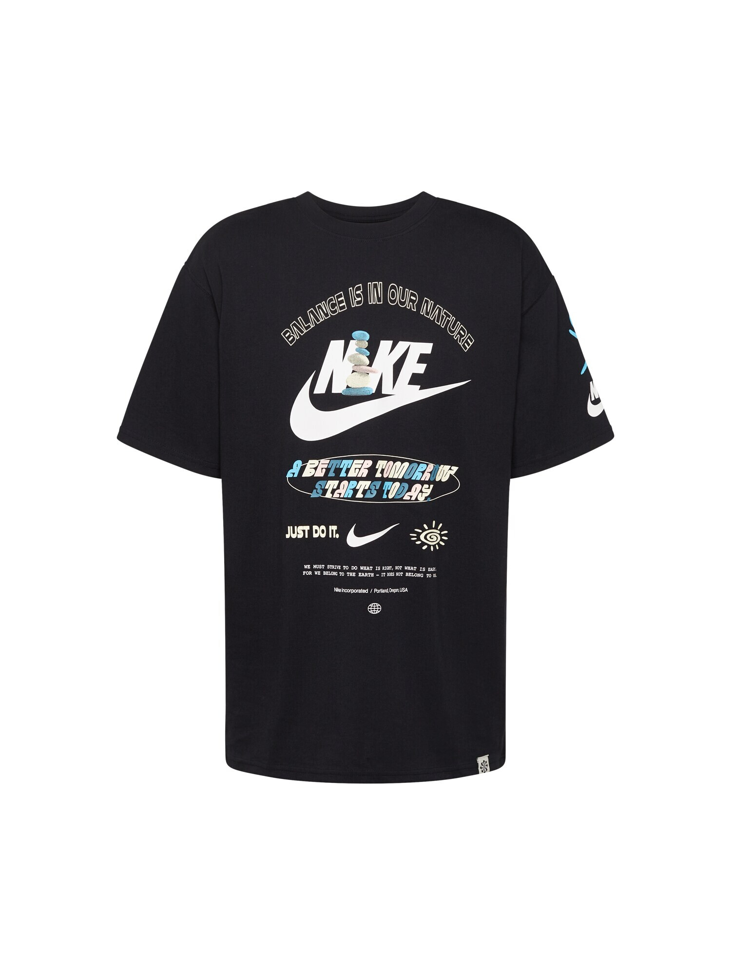 Nike Sportswear Majica svetlo modra / svetlo roza / črna / bela - Pepit.si