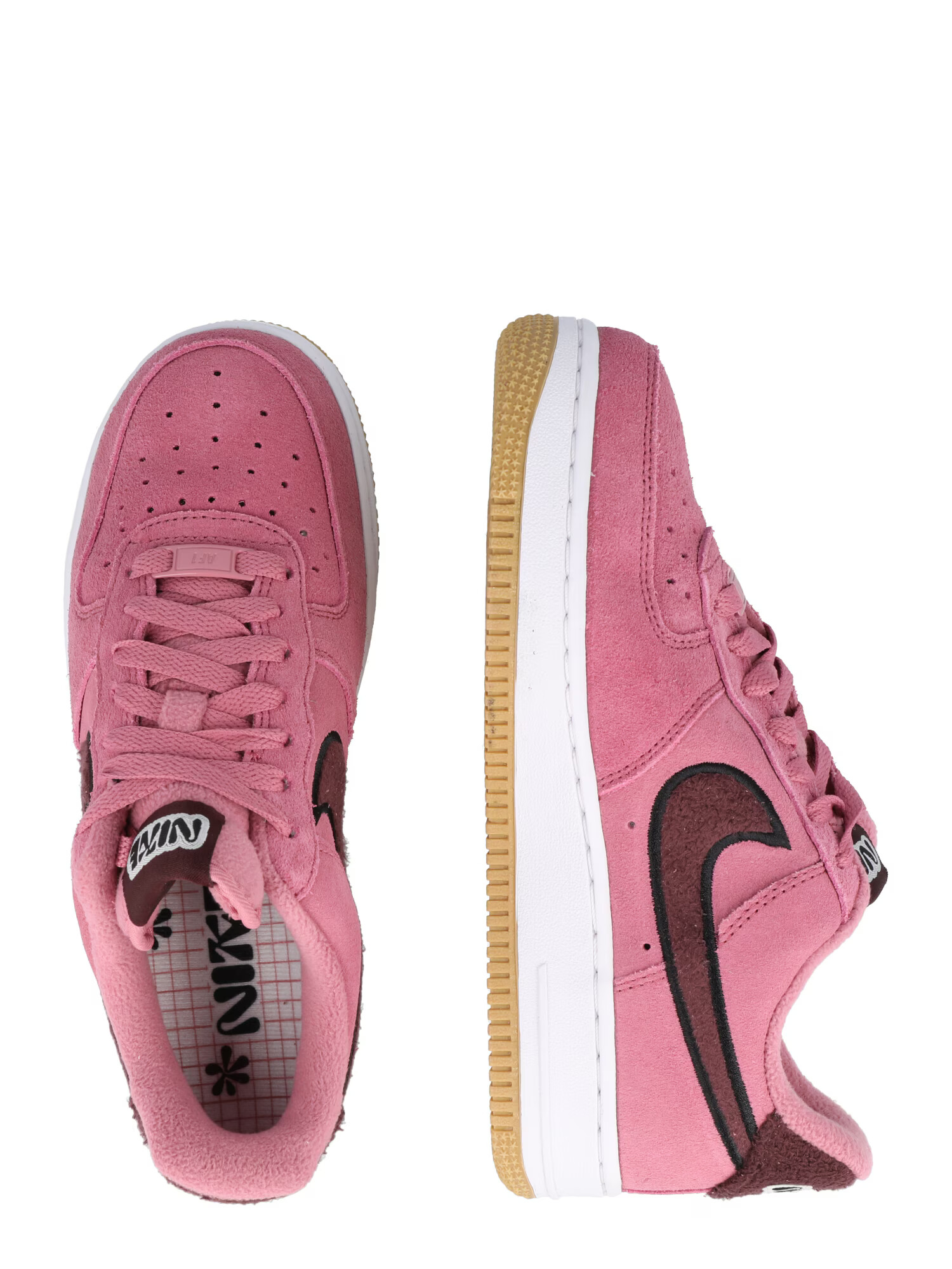 Nike Sportswear Nizke superge 'Air Force 1' rjava / svetlo roza / črna - Pepit.si