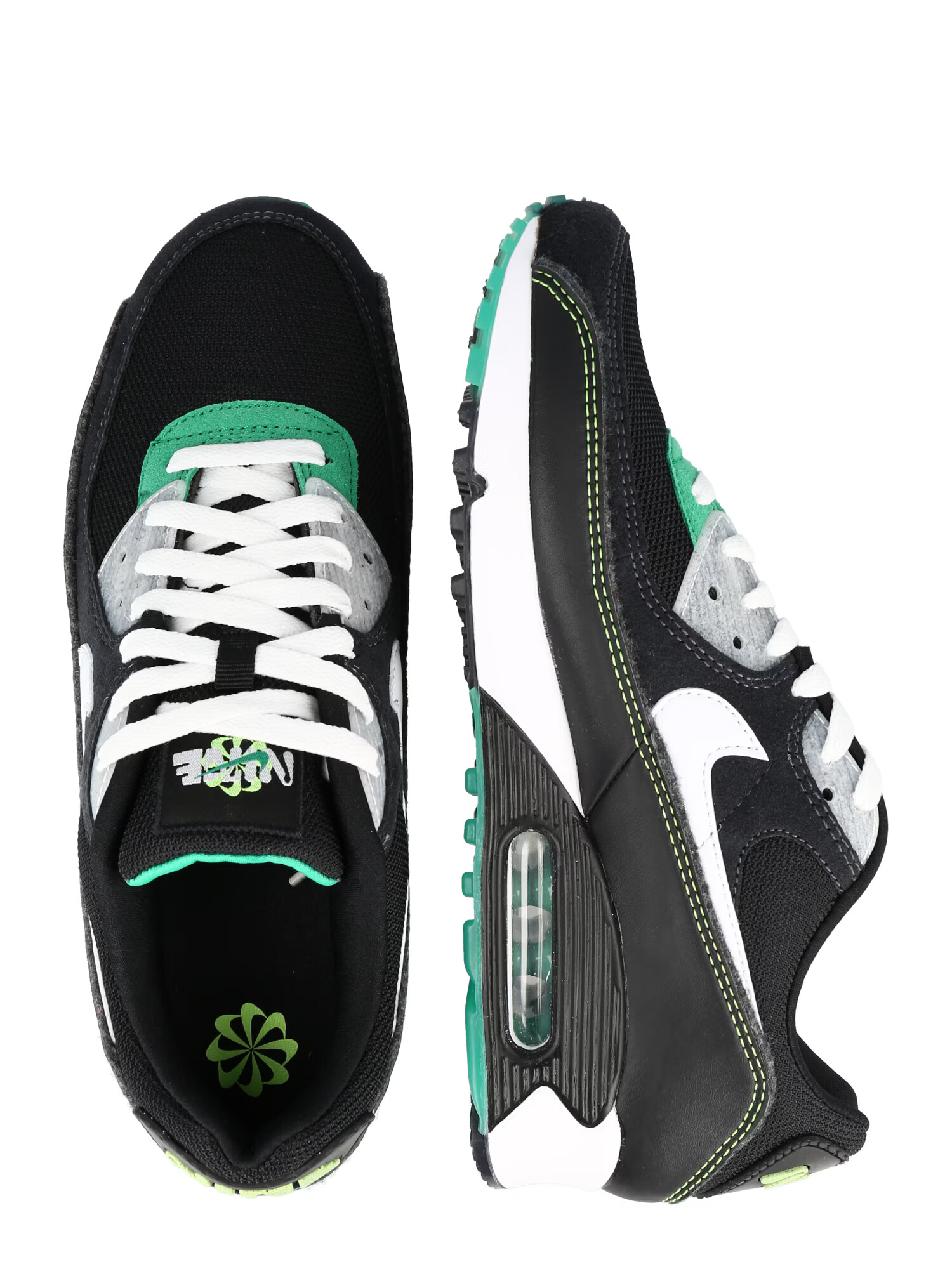 Nike Sportswear Nizke superge 'AIR MAX 90' siva / zelena / črna / bela - Pepit.si