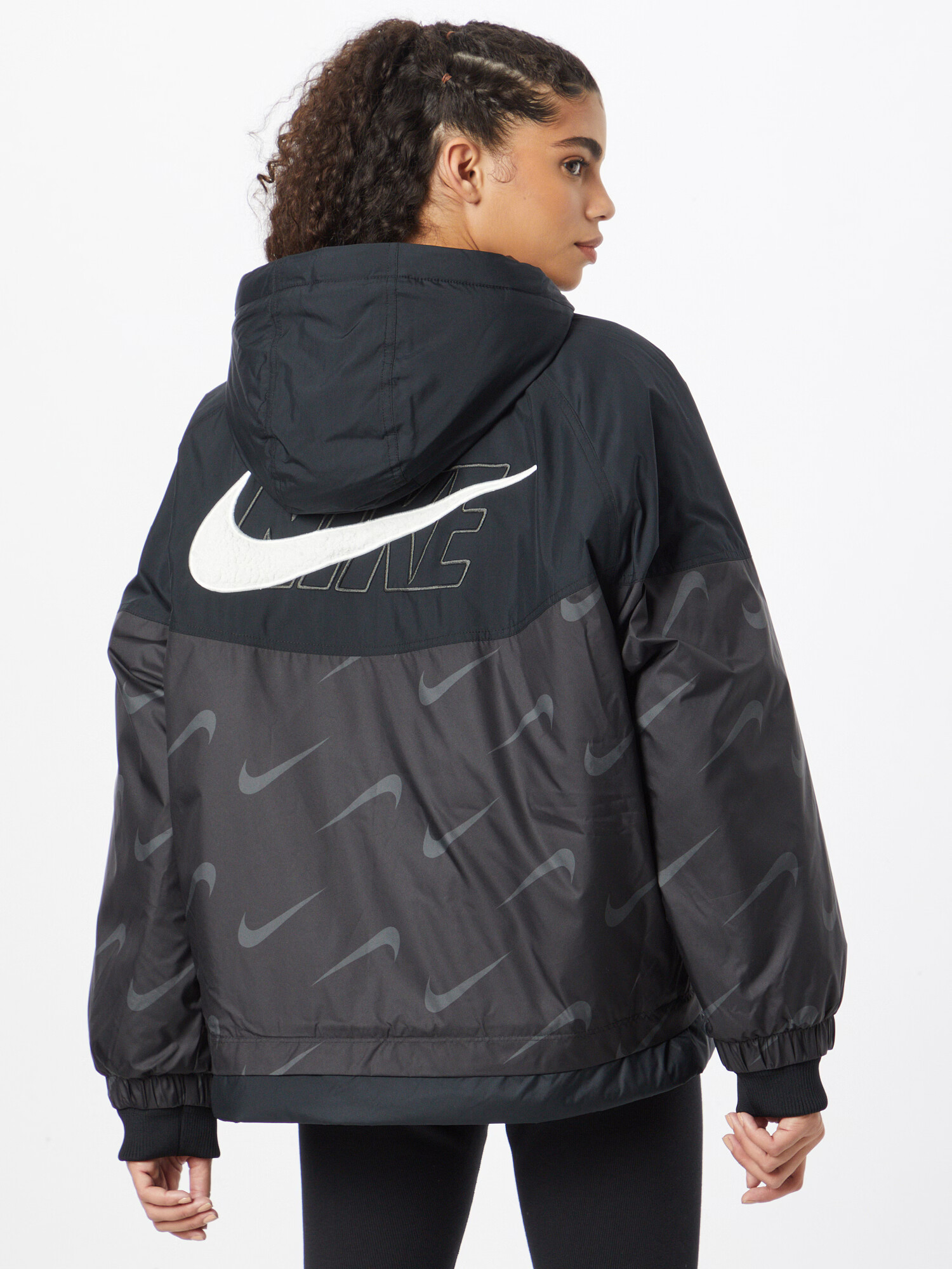 Nike Sportswear Prehodna jakna siva / temno siva / črna / bela - Pepit.si