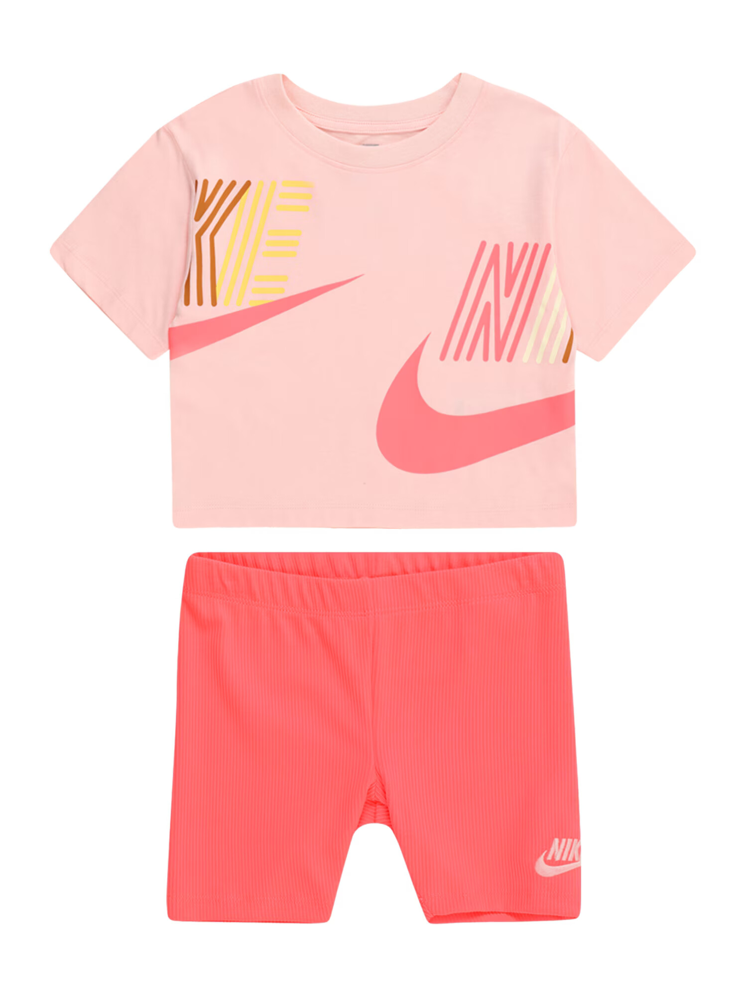 Nike Sportswear Športna trenirka rumena / roza / pastelno rdeča / svetlo rdeča - Pepit.si