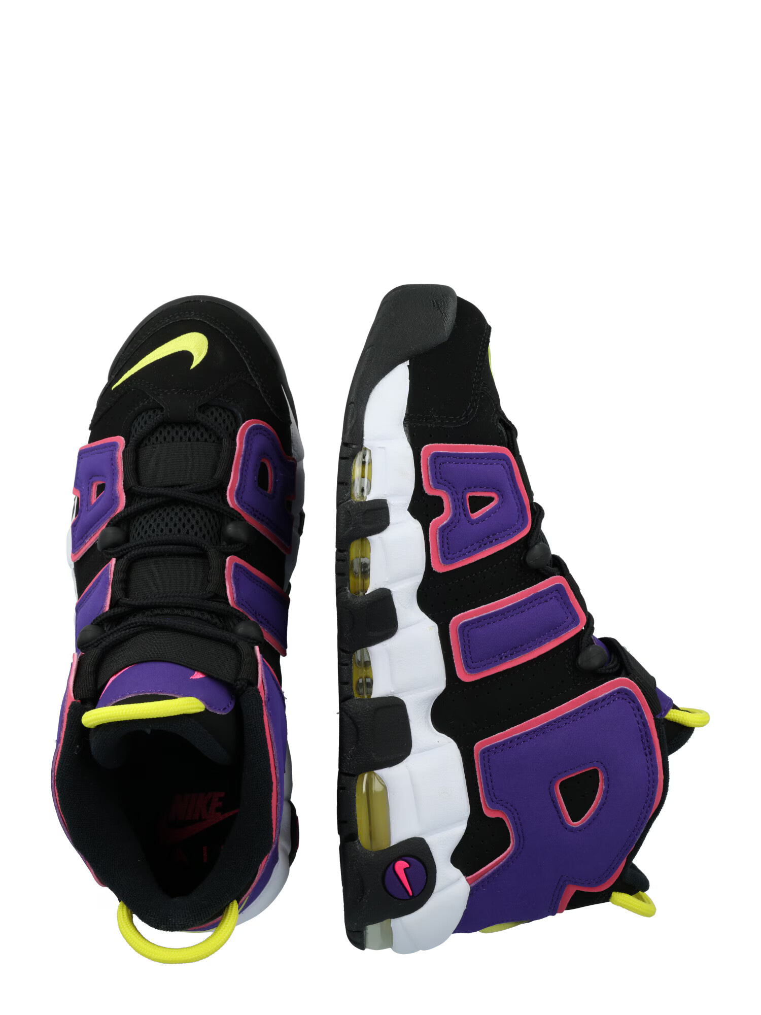 Nike Sportswear Visoke superge 'AIR MORE UPTEMPO '96' neonsko rumena / temno liila / roza / črna - Pepit.si