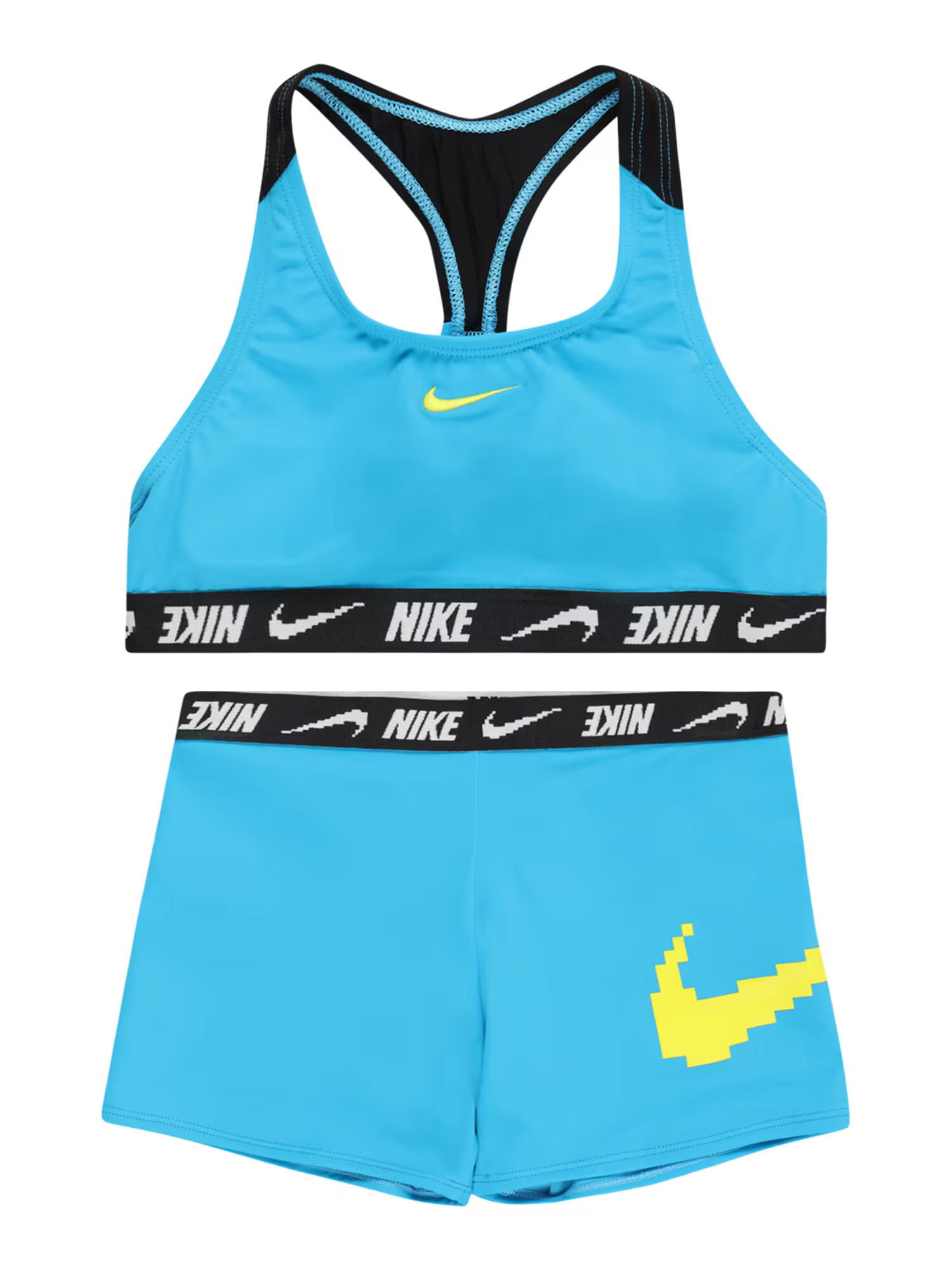 Nike Swim Športna kopalna moda svetlo modra / svetlo zelena / črna / off-bela - Pepit.si