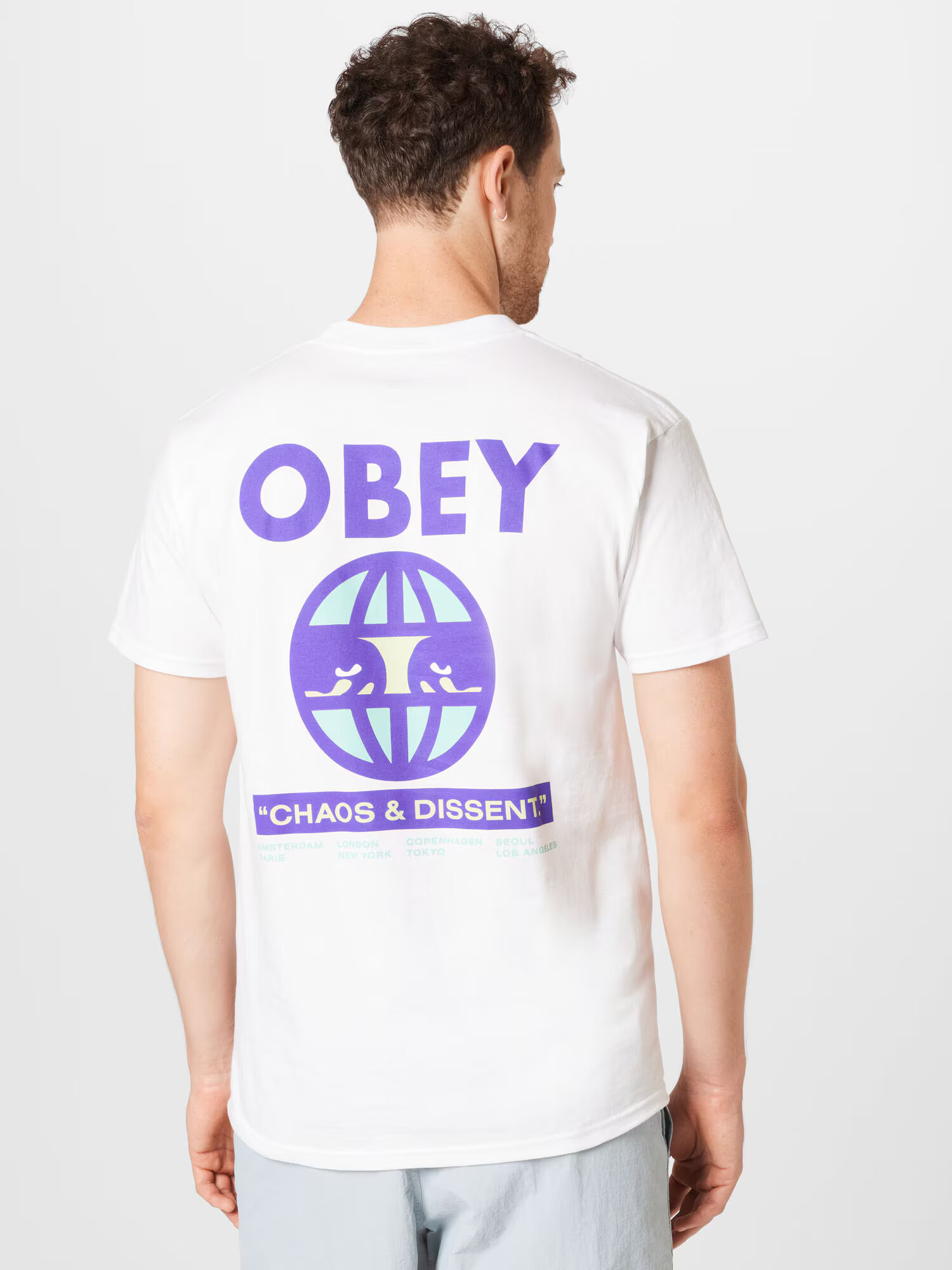 Obey Majica 'Global Eyes' svetlo modra / lila / bela - Pepit.si