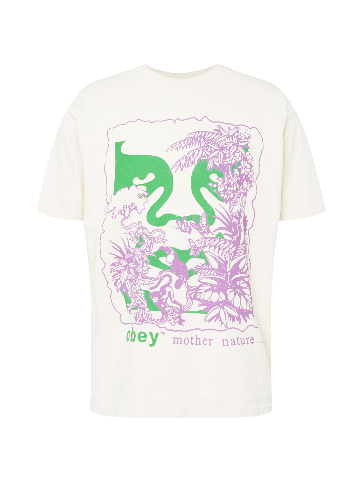 Obey Majica 'MOTHER NATURE' zelena / lila / bela - Pepit.si