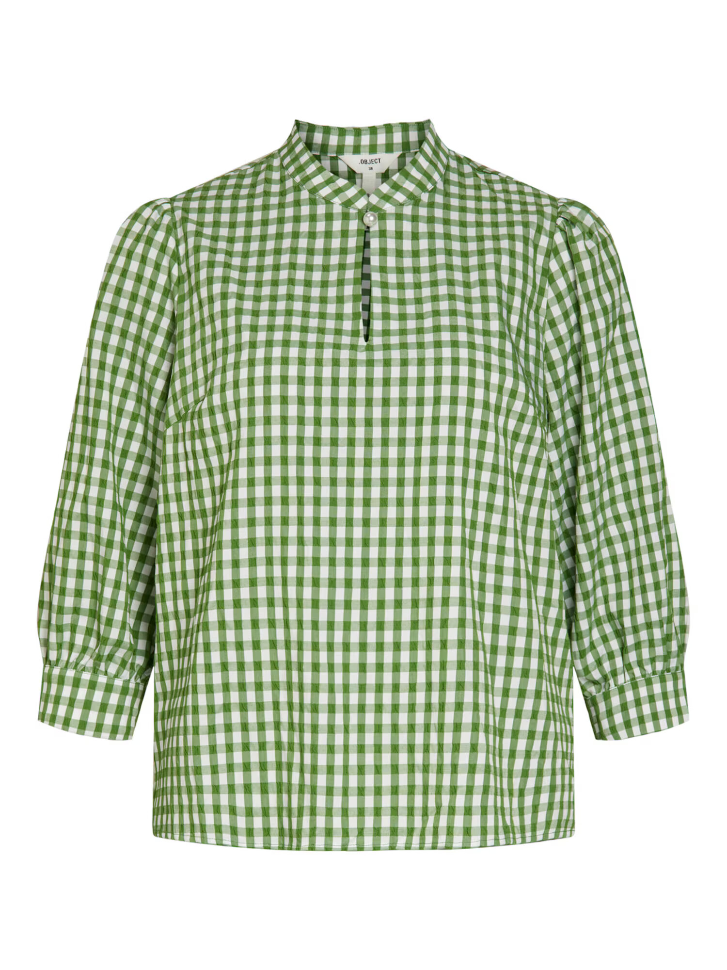 OBJECT Bluza 'Gingham' limeta / bela - Pepit.si