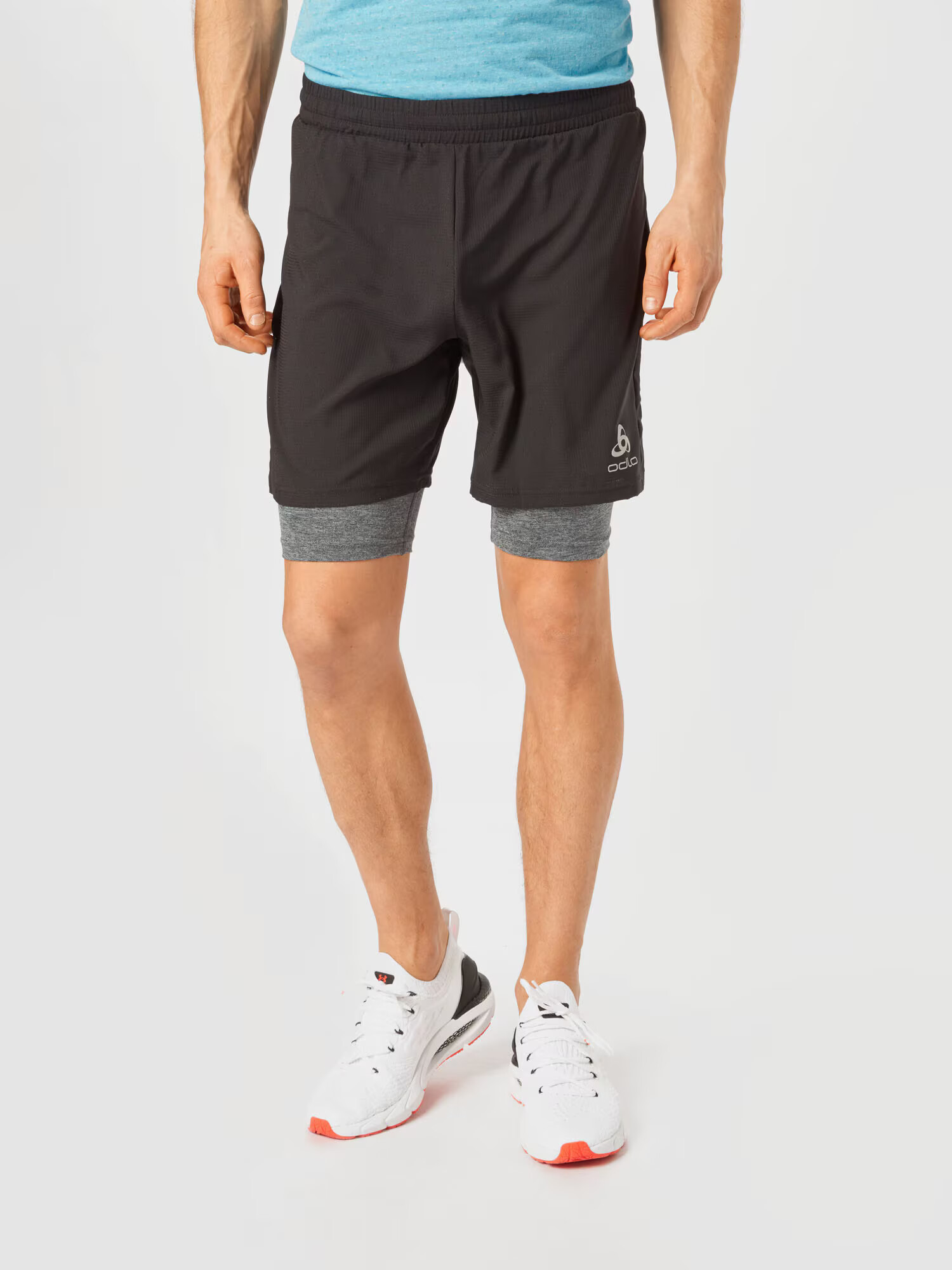 ODLO Sportshorts črna / pegasto siva / svetlo siva - Pepit.si