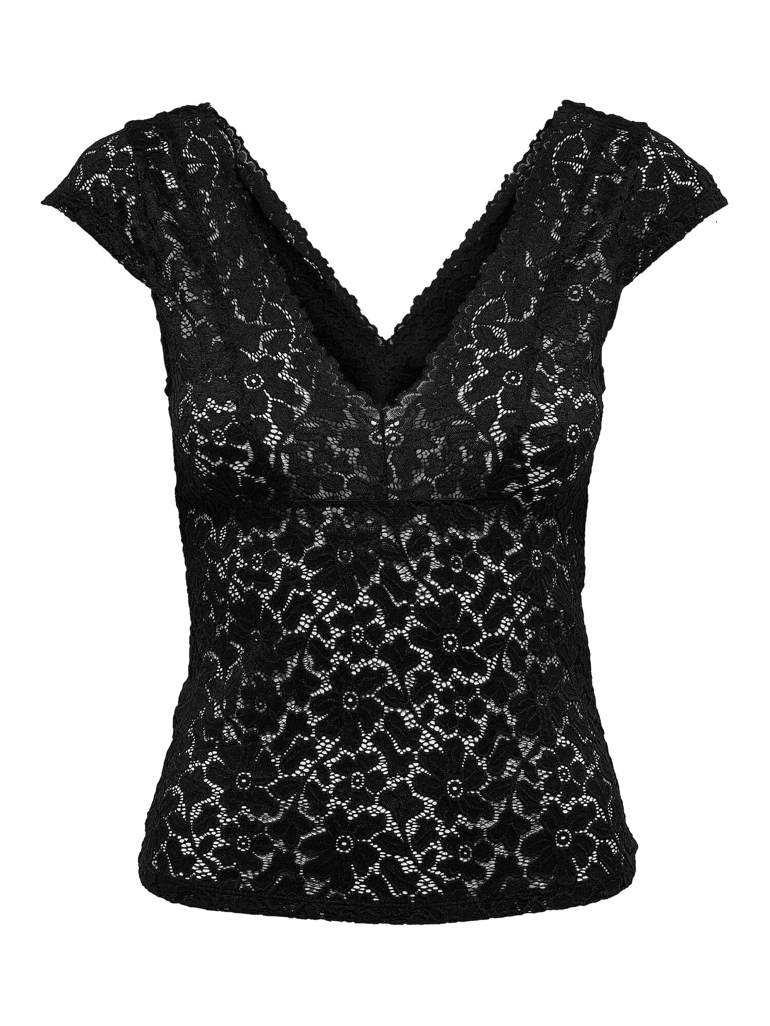 ONLY Top 'ONLALBA S/S V-NECK TOP JRS' črna - Pepit.si