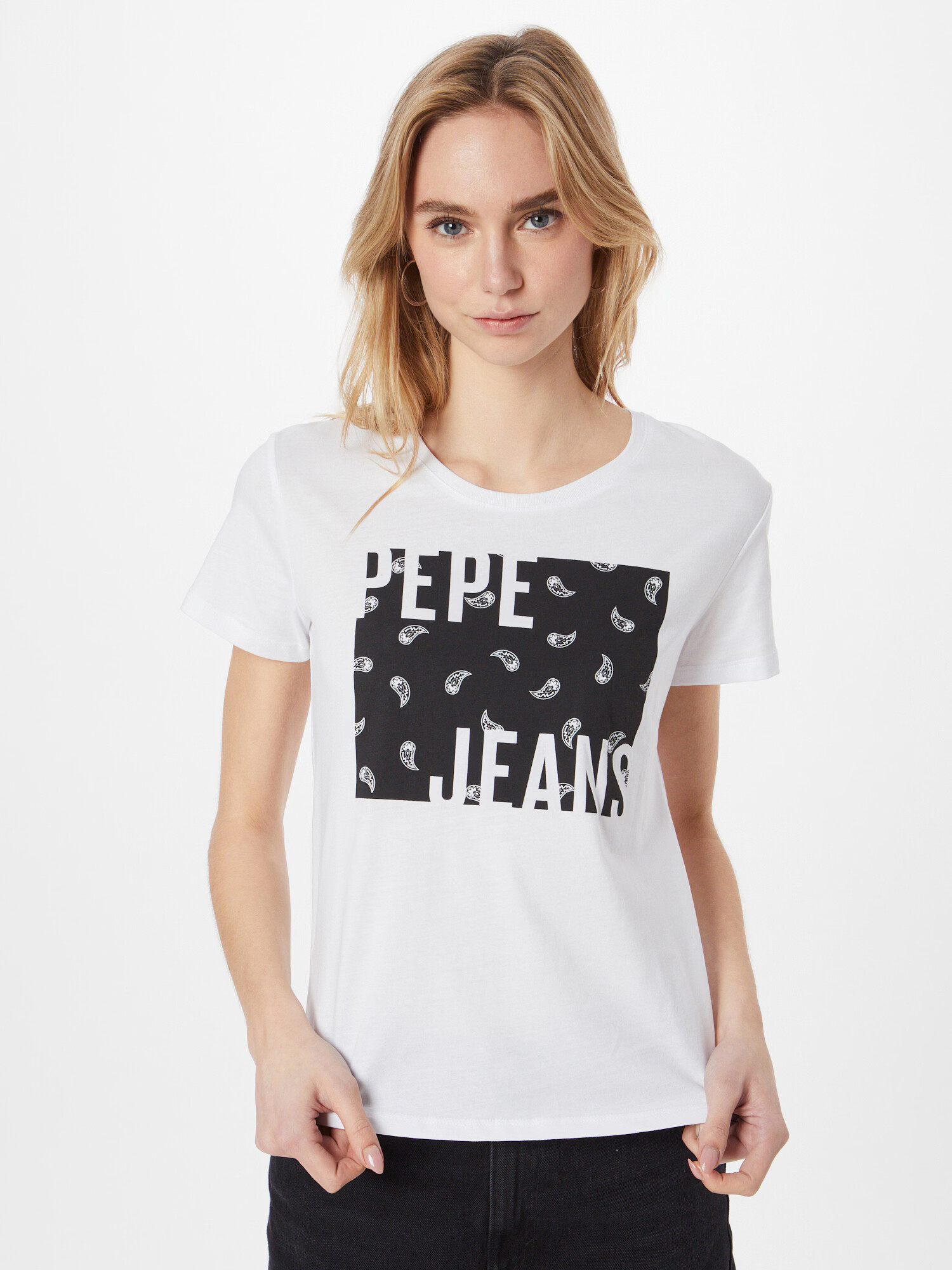 Pepe Jeans Majica 'LUCIE' črna / bela - Pepit.si