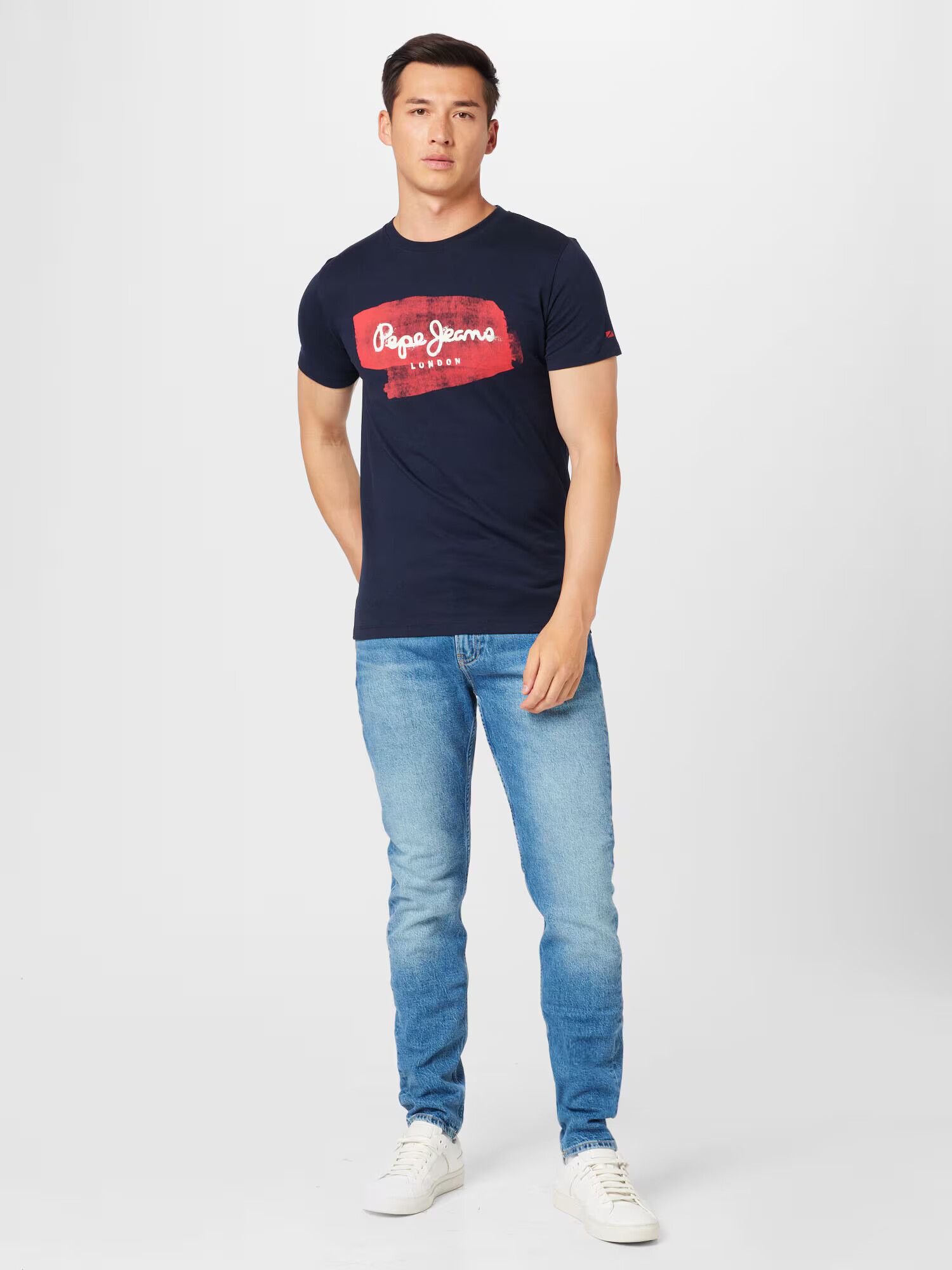 Pepe Jeans Majica 'Seth' temno modra / karminsko rdeča / bela - Pepit.si