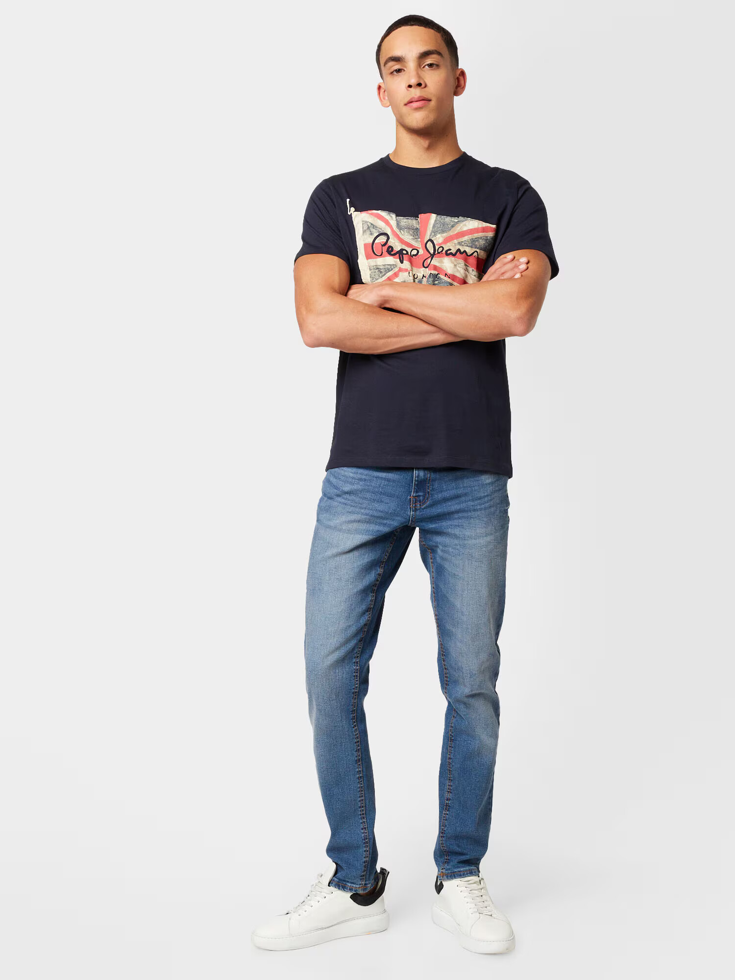 Pepe Jeans Majica temno modra / rdeča / bela - Pepit.si