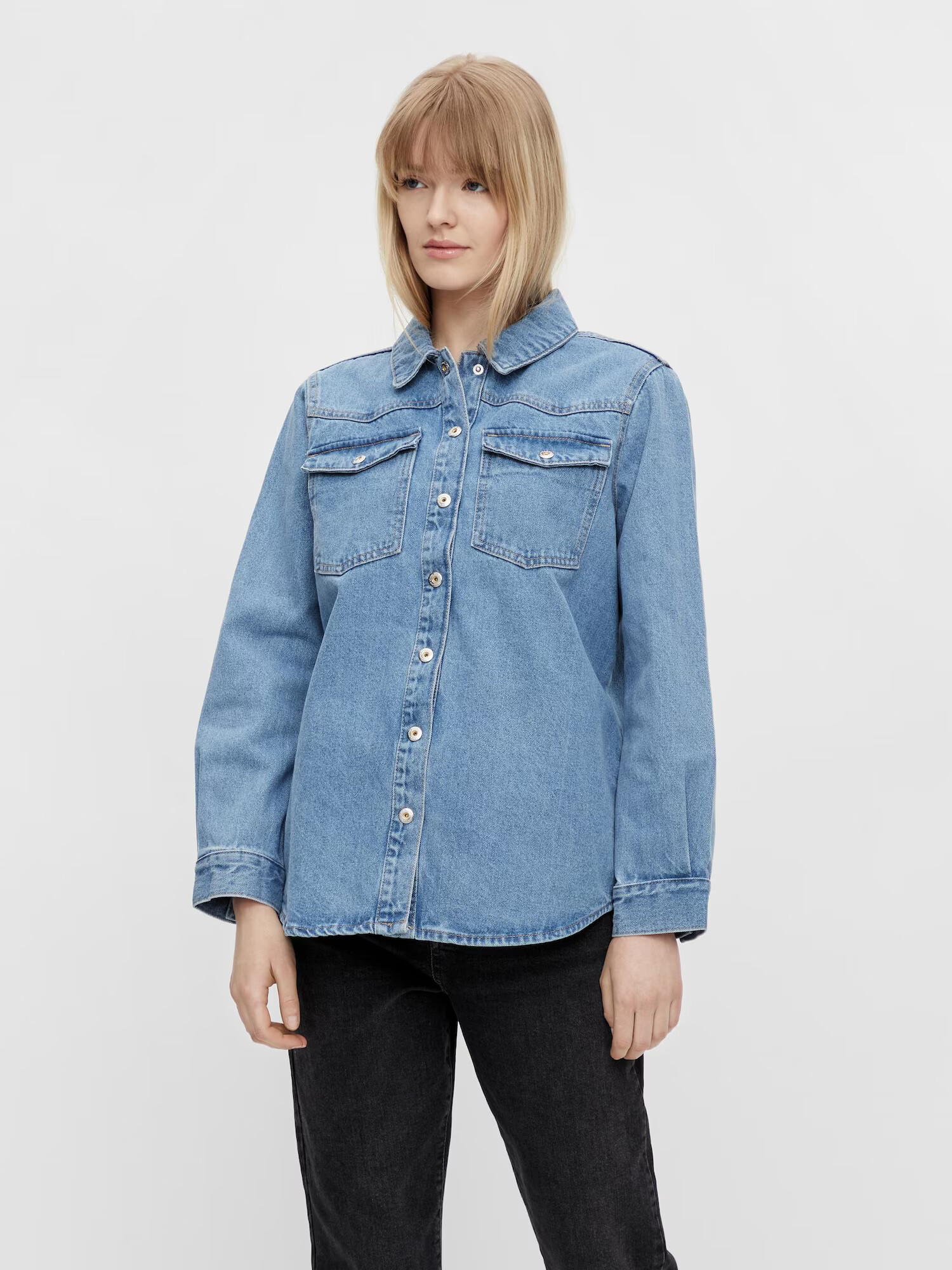 PIECES Prehodna jakna 'Gray' moder denim - Pepit.si