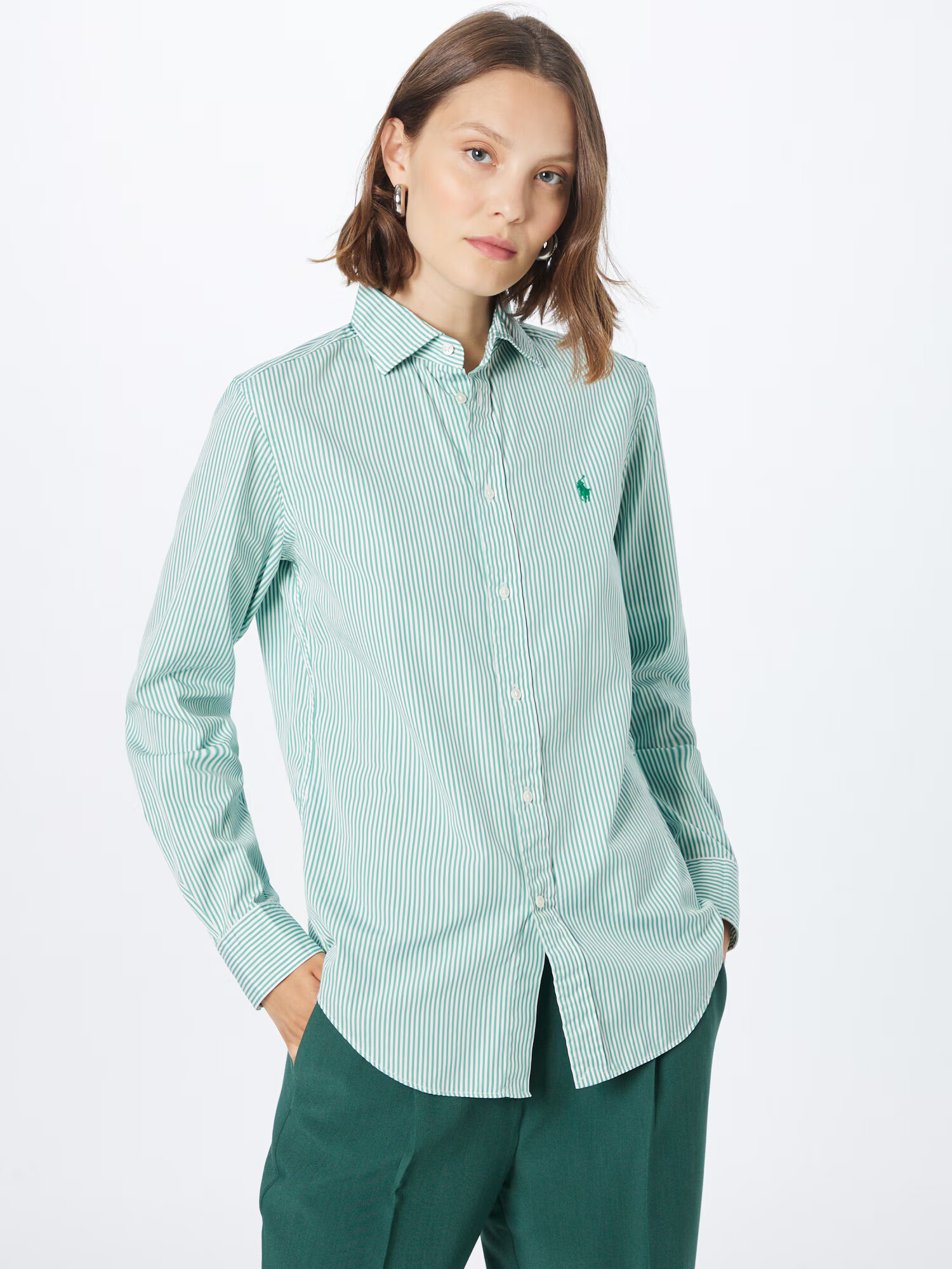 Polo Ralph Lauren Bluza 'Georgia' zelena / bela - Pepit.si