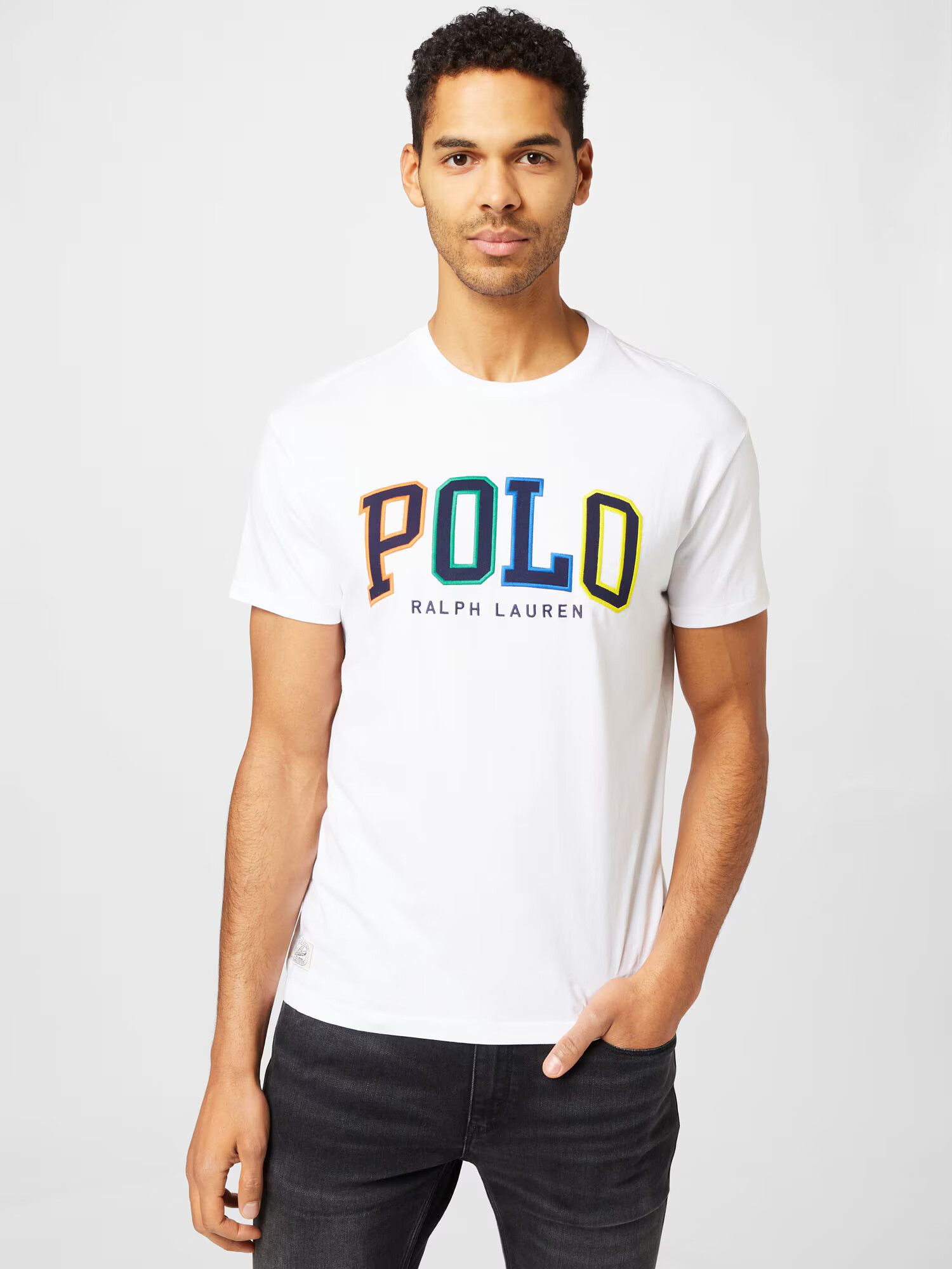 Polo Ralph Lauren Majica mornarska / travnato zelena / oranžna / bela - Pepit.si