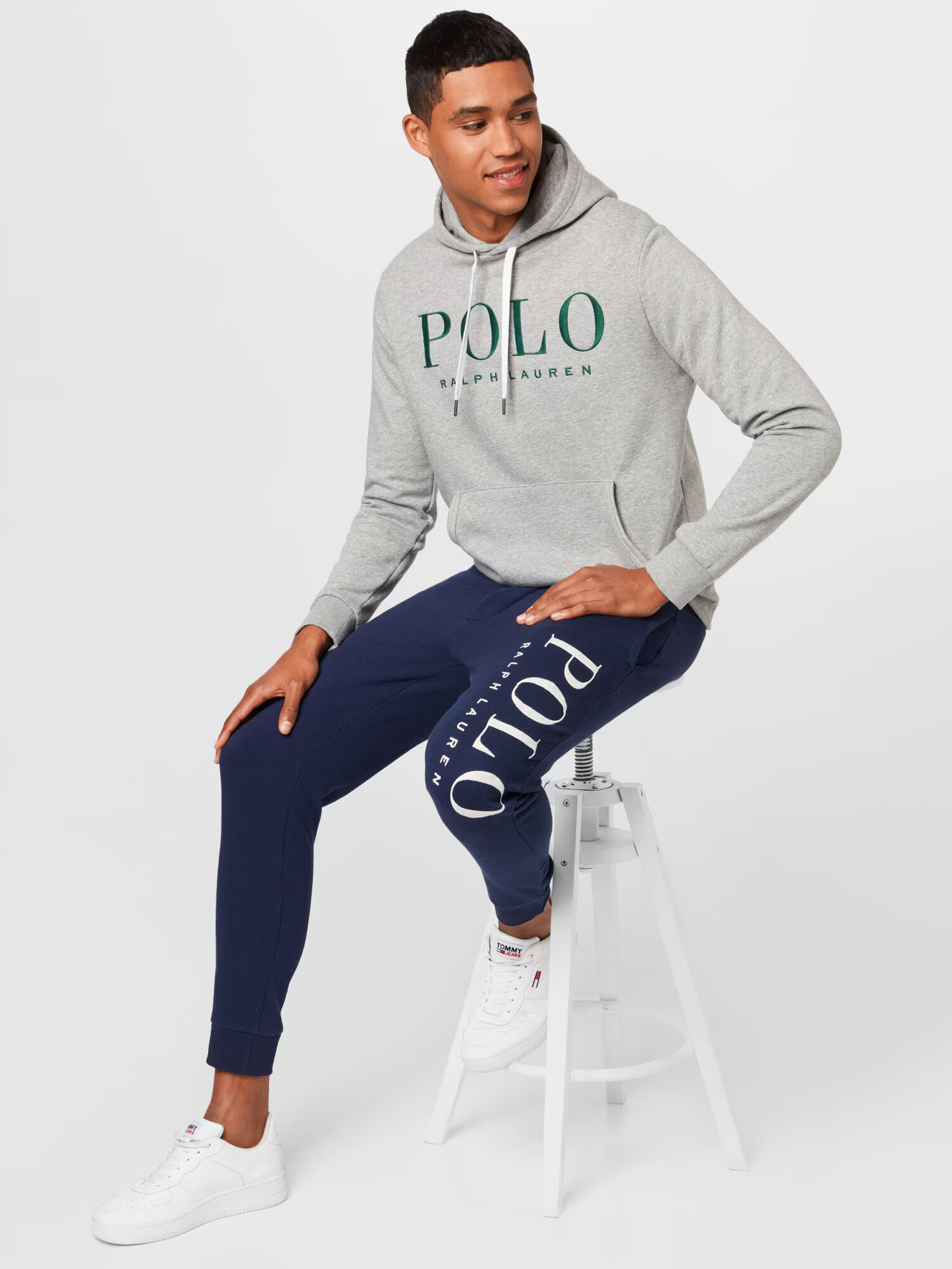 Polo Ralph Lauren Majica pegasto siva / jelka / bela - Pepit.si