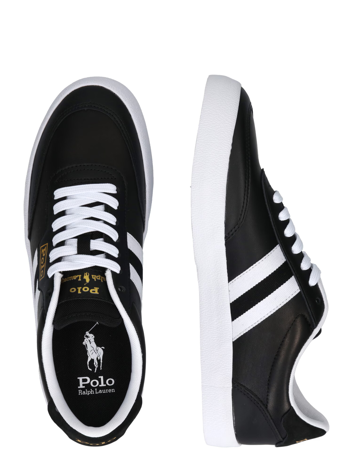 Polo Ralph Lauren Nizke superge 'COURT VLC-SNEAKERS-LOW TOP LAC' zlata / črna / bela - Pepit.si