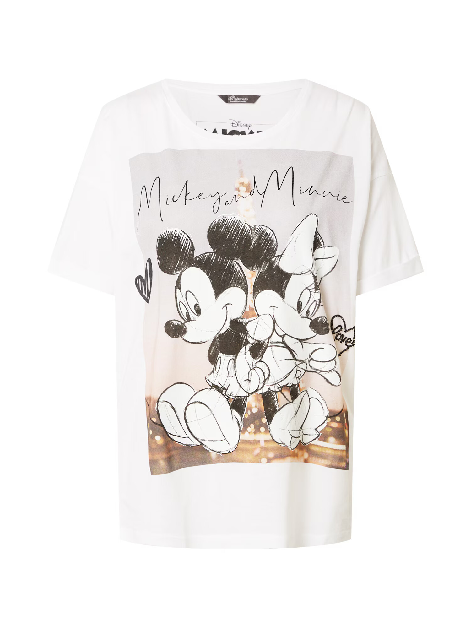 PRINCESS GOES HOLLYWOOD Majica 'Disney mickey&minnie paris' bela / črna / rjava / siva - Pepit.si