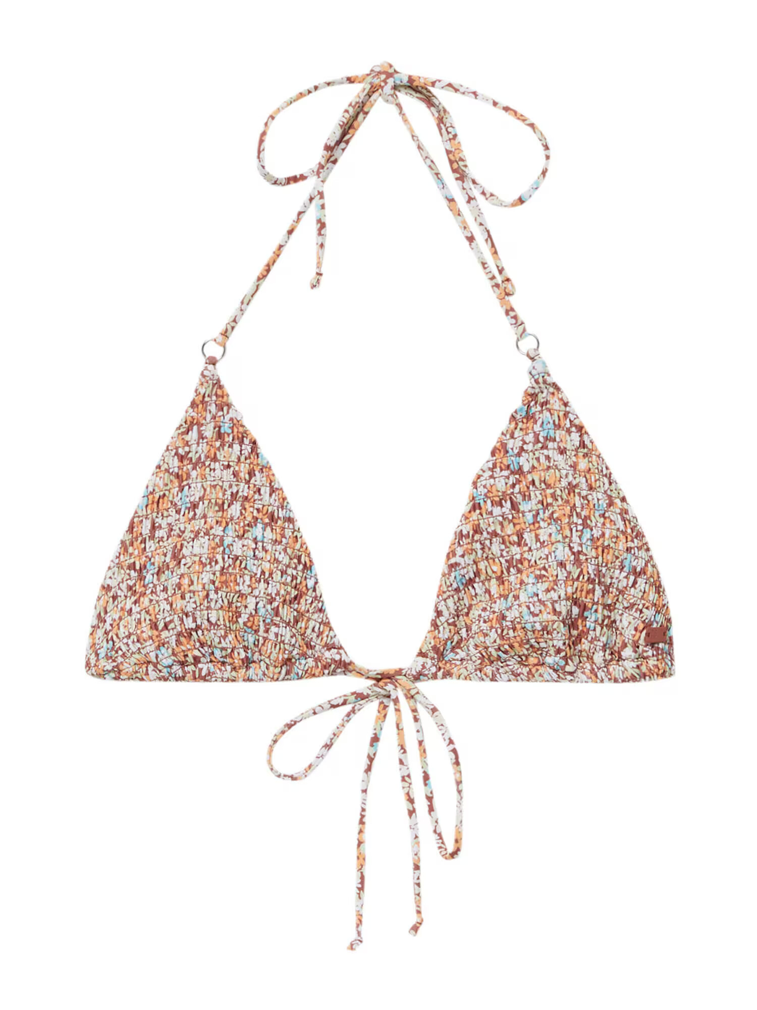 Pull&Bear Bikini zgornji del rjava / pastelno zelena / oranžna / bela - Pepit.si