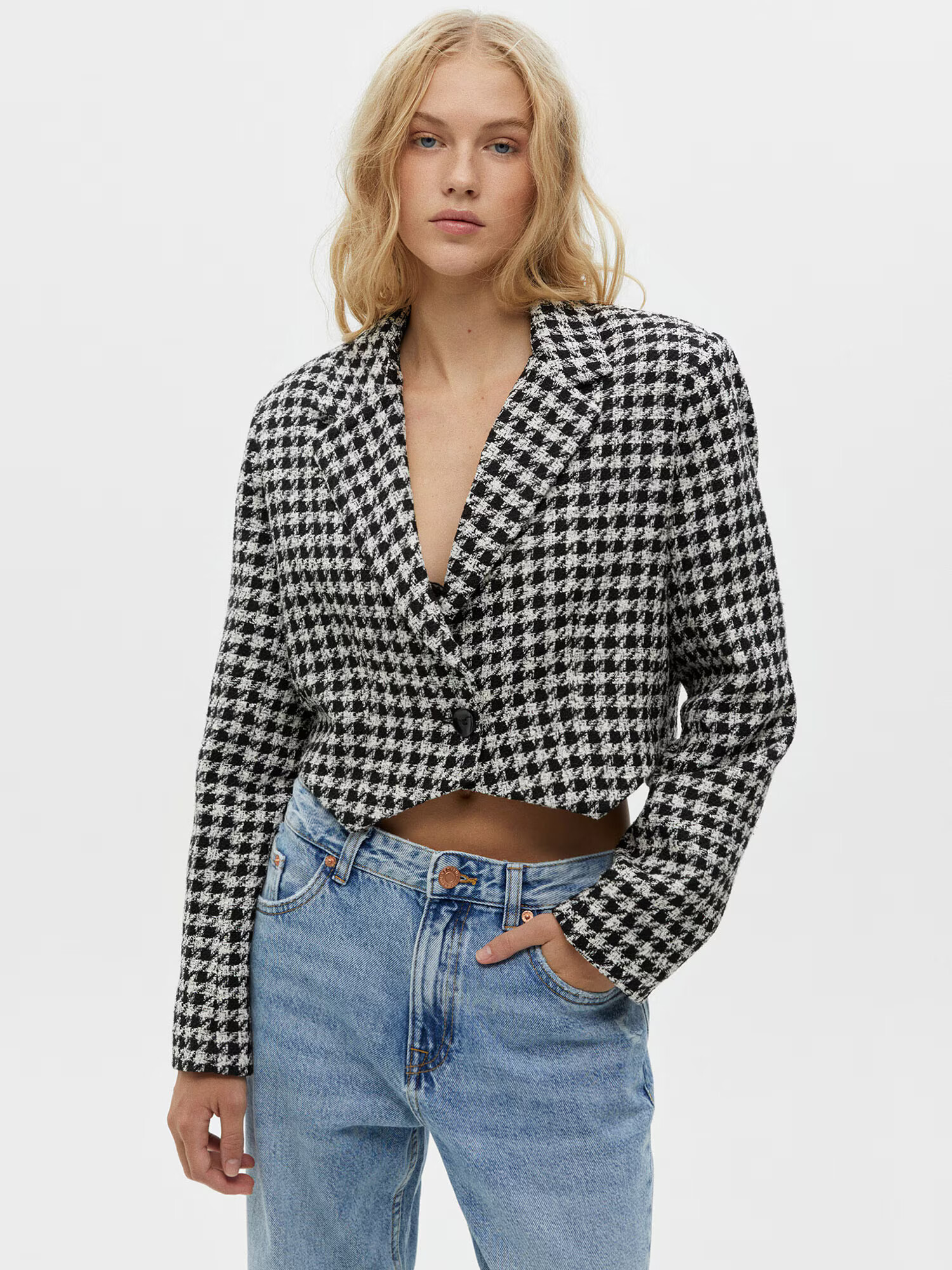 Pull&Bear Blazer črna / bela - Pepit.si