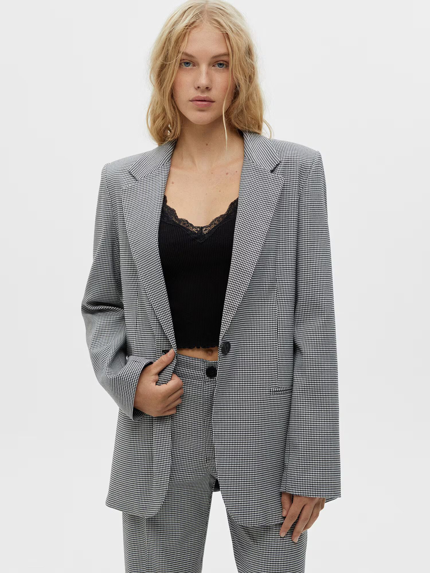 Pull&Bear Blazer črna / bela - Pepit.si