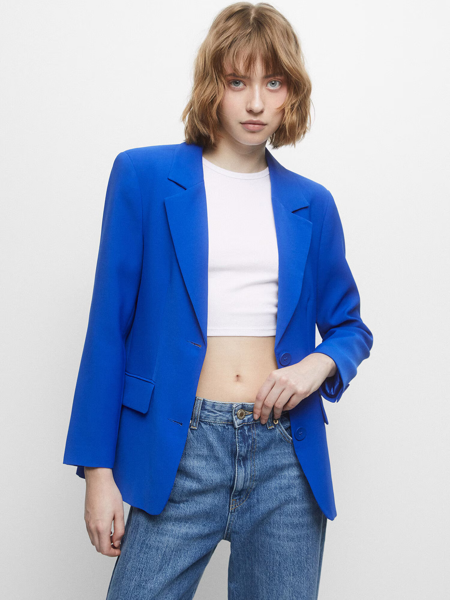 Pull&Bear Blazer modra - Pepit.si