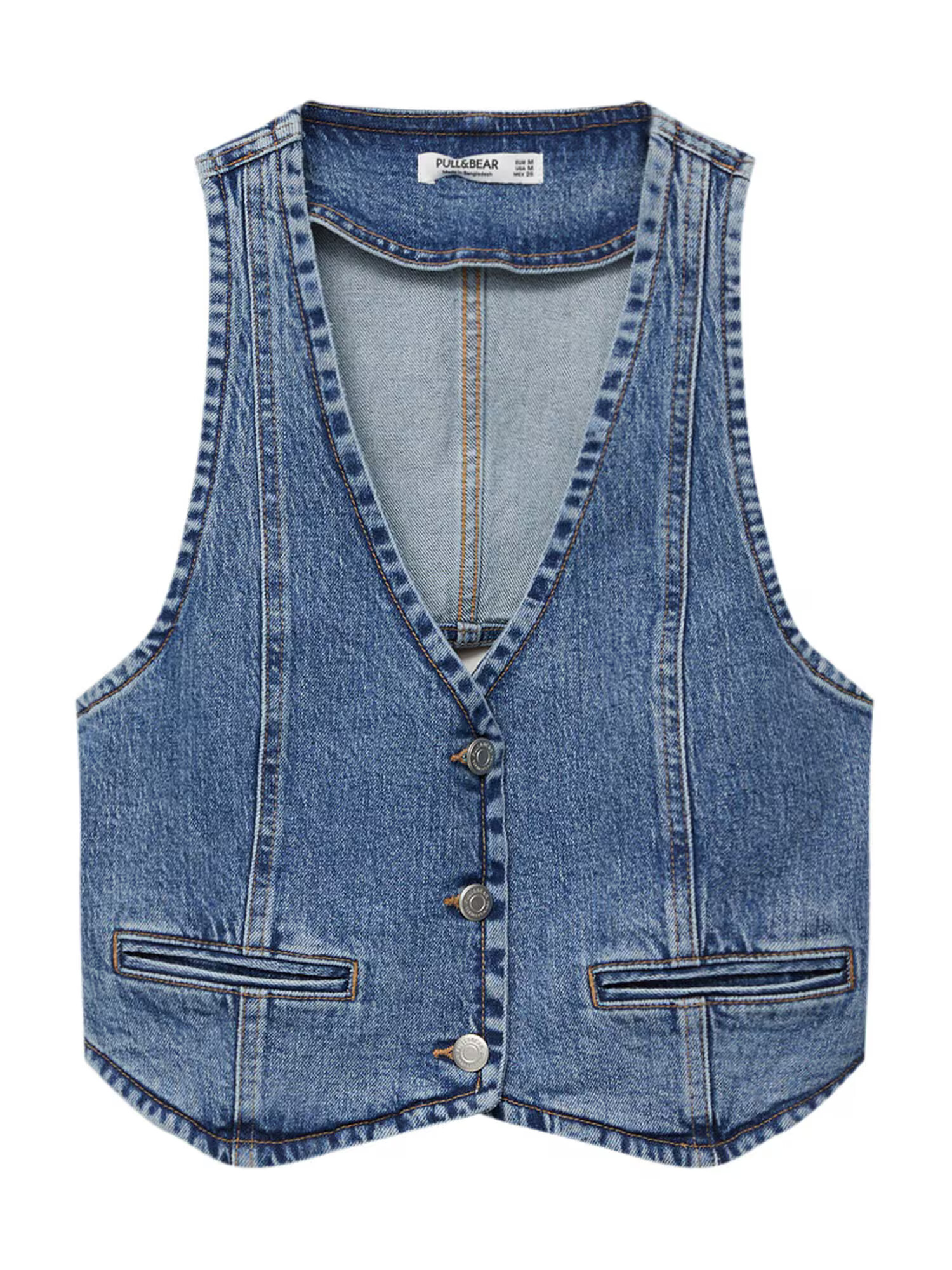 Pull&Bear Brezrokavnik moder denim - Pepit.si