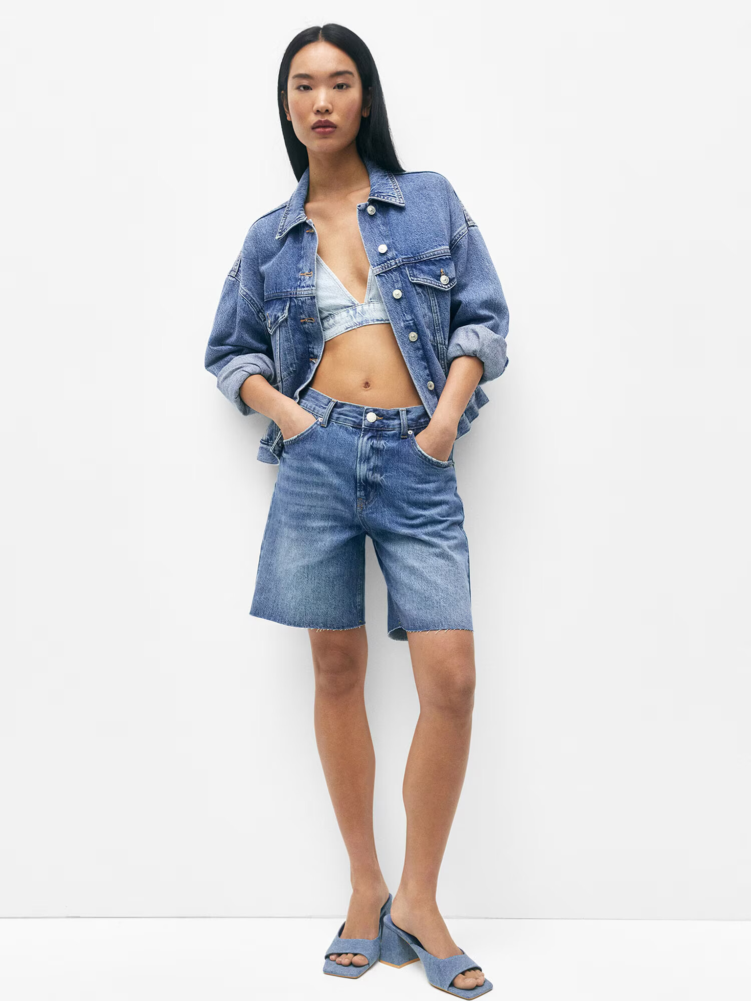 Pull&Bear Kavbojke moder denim - Pepit.si