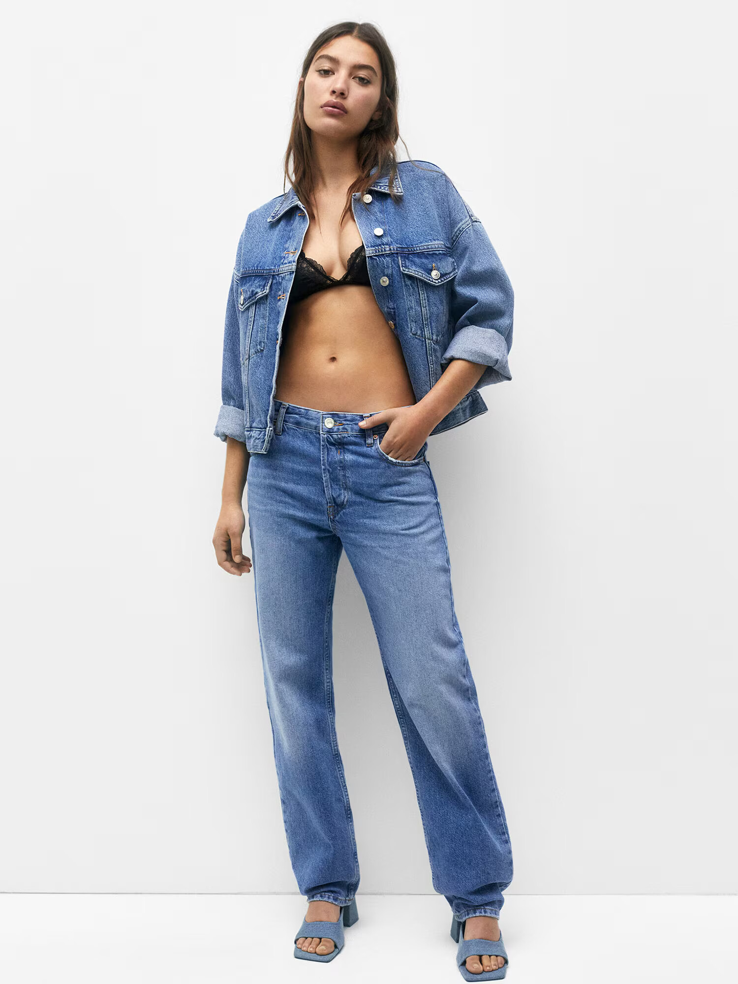 Pull&Bear Kavbojke moder denim - Pepit.si