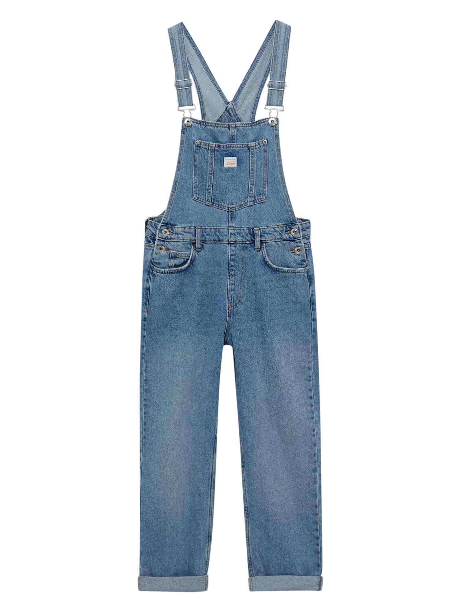 Pull&Bear Kavbojke z naramnicami moder denim - Pepit.si