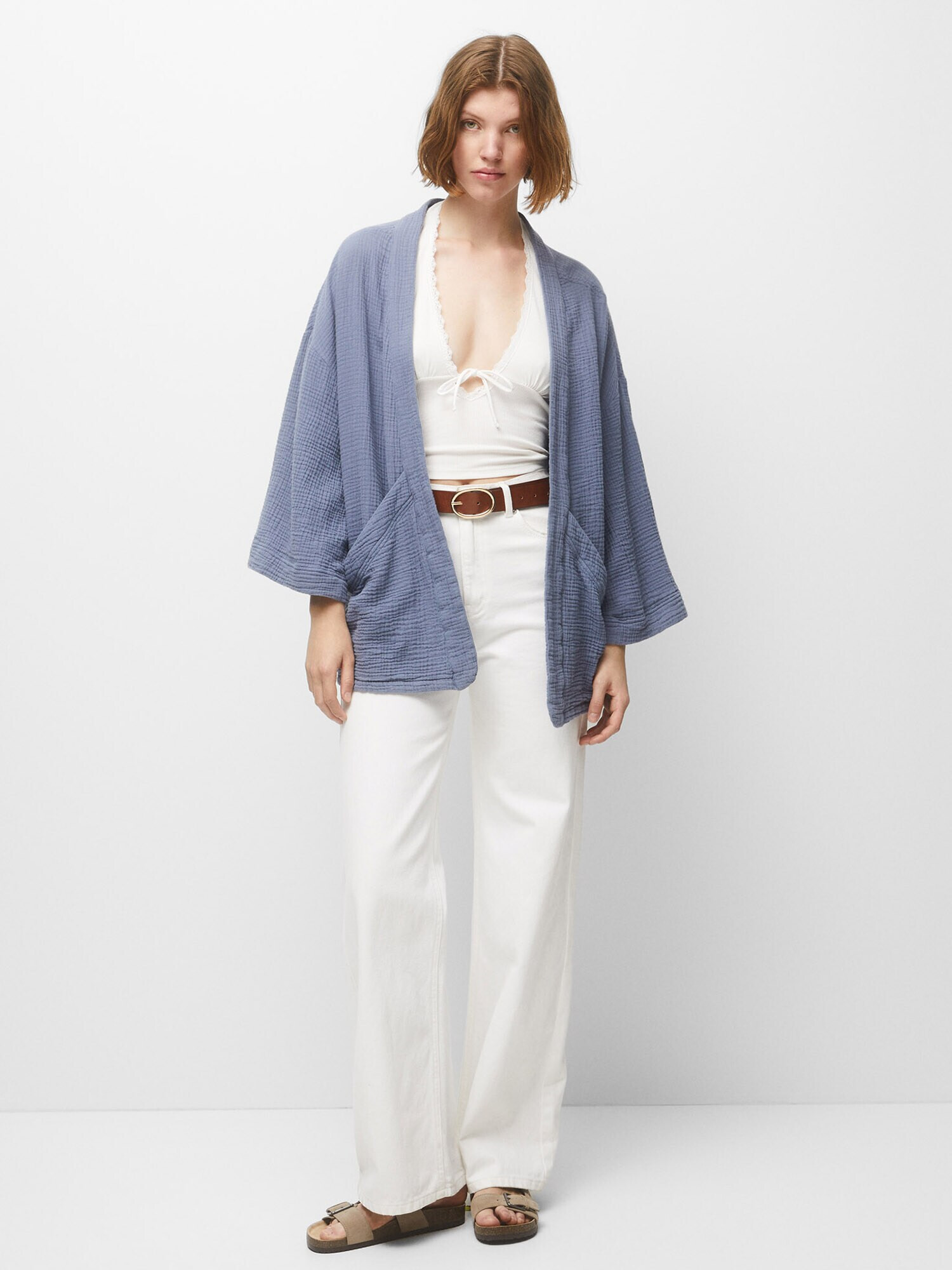 Pull&Bear Kimono dimno modra - Pepit.si