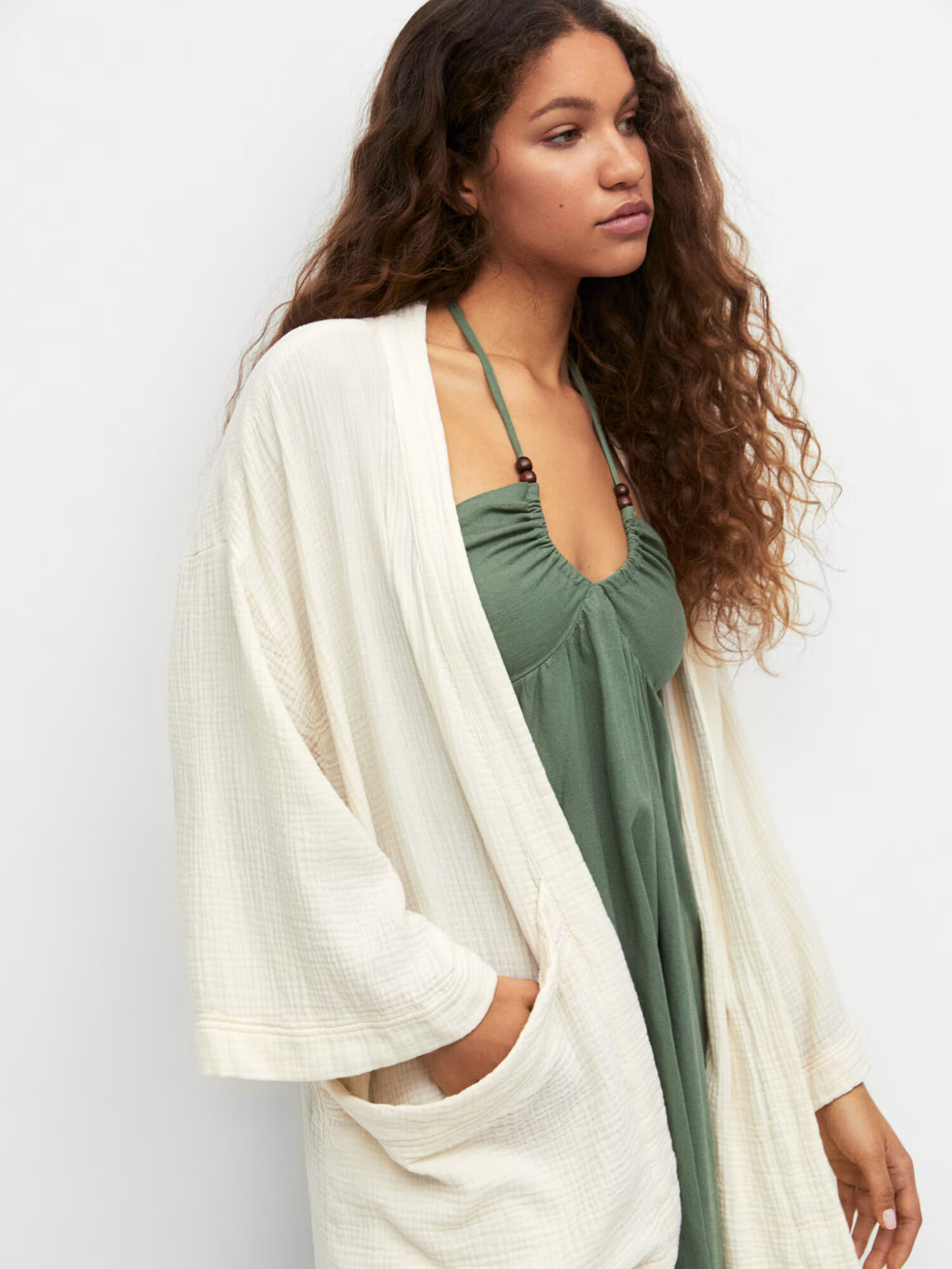 Pull&Bear Kimono kremna - Pepit.si