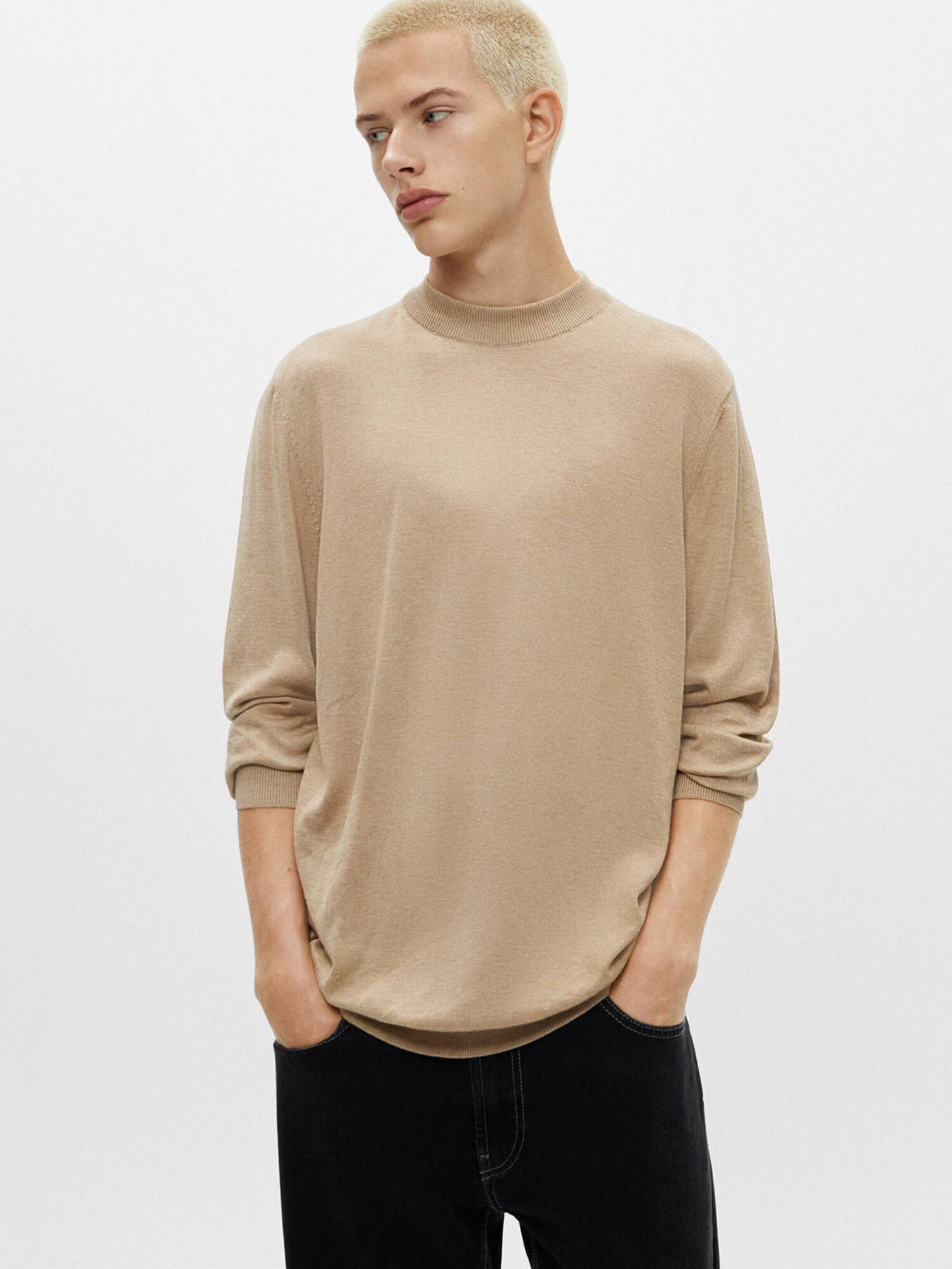 Pull&Bear Pulover temno bež - Pepit.si