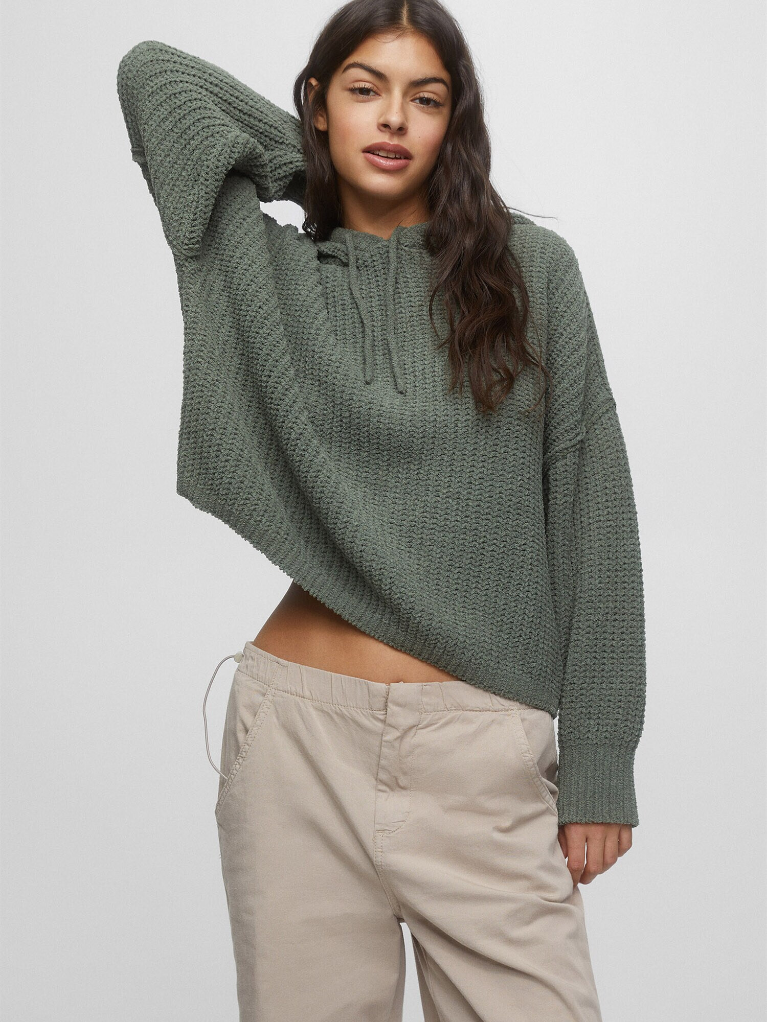 Pull&Bear Pulover temno zelena - Pepit.si