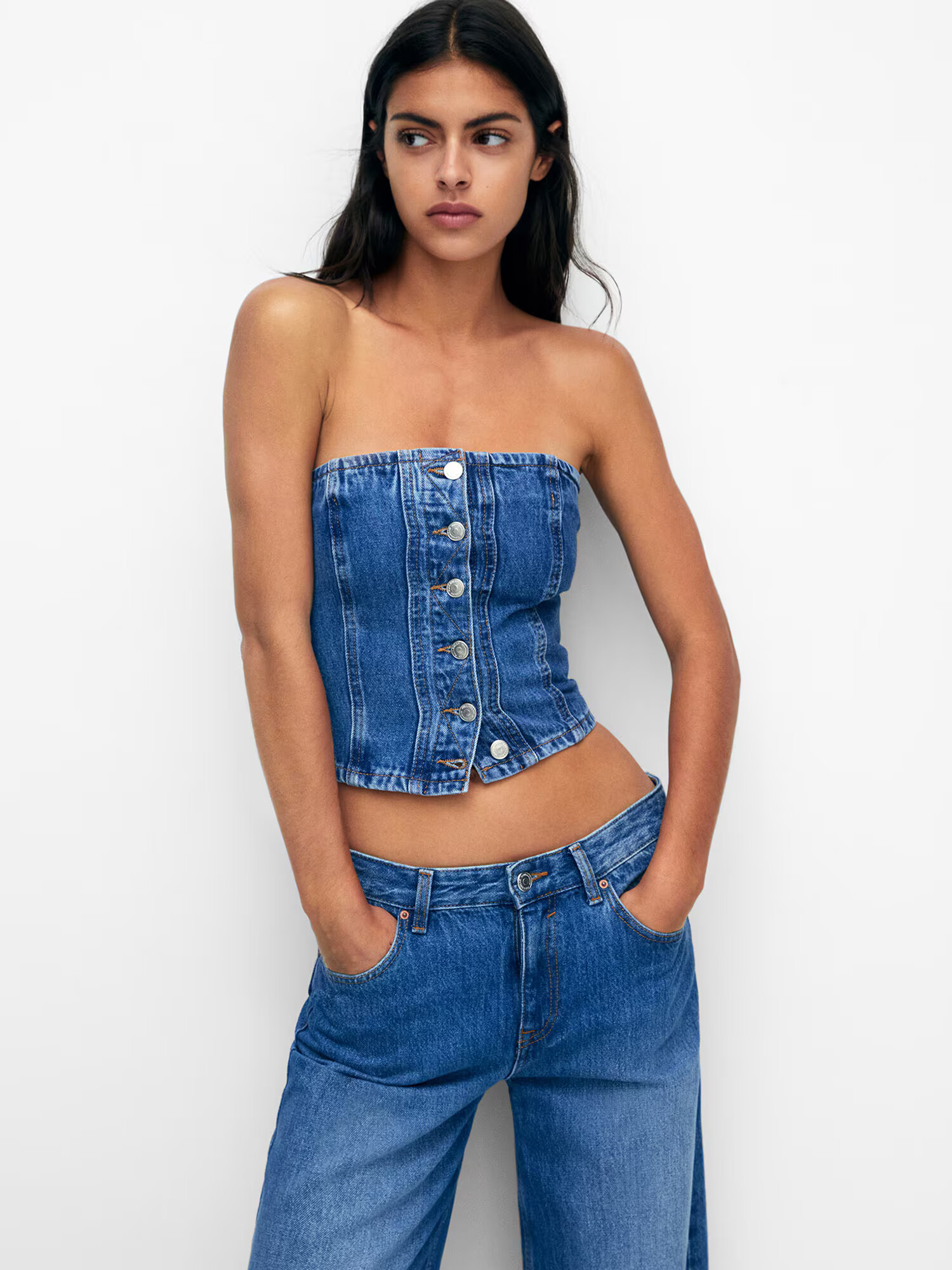 Pull&Bear Top moder denim - Pepit.si