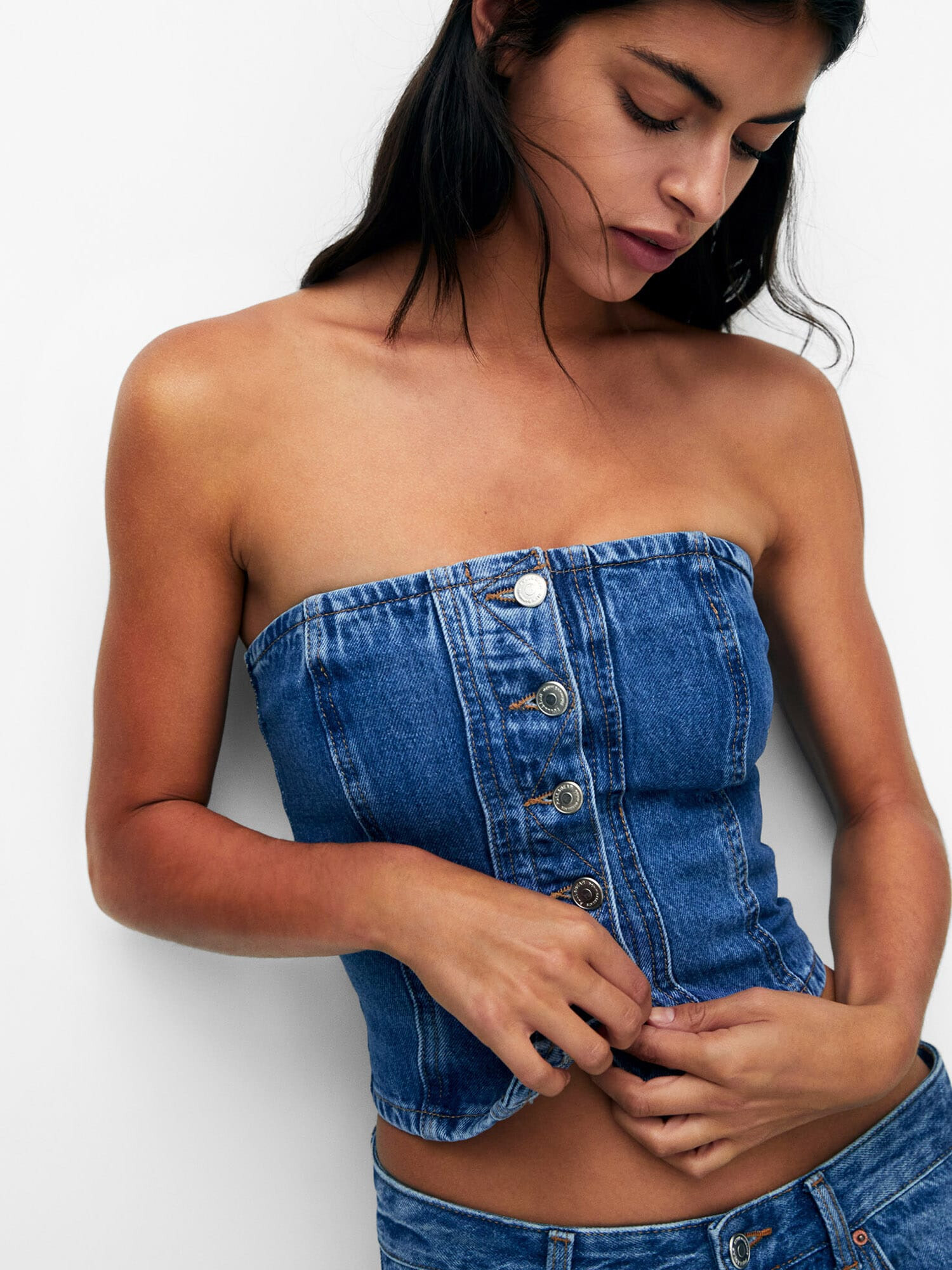 Pull&Bear Top moder denim - Pepit.si