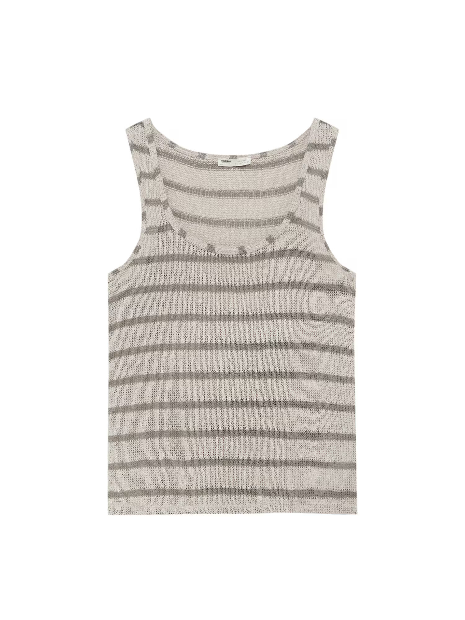 Pull&Bear Top z naramnicami siva / greige - Pepit.si