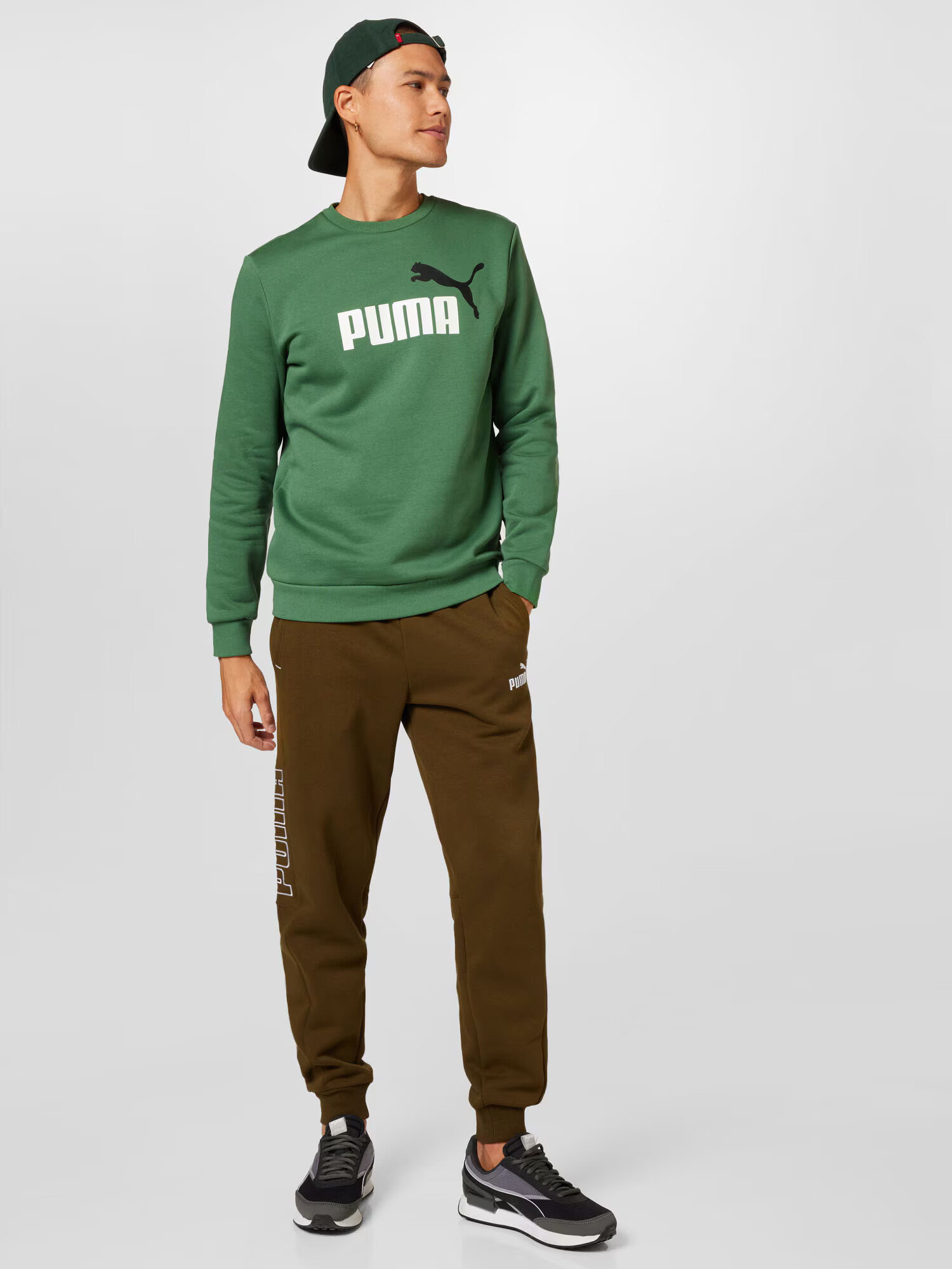 PUMA Športna majica temno zelena / črna / bela - Pepit.si